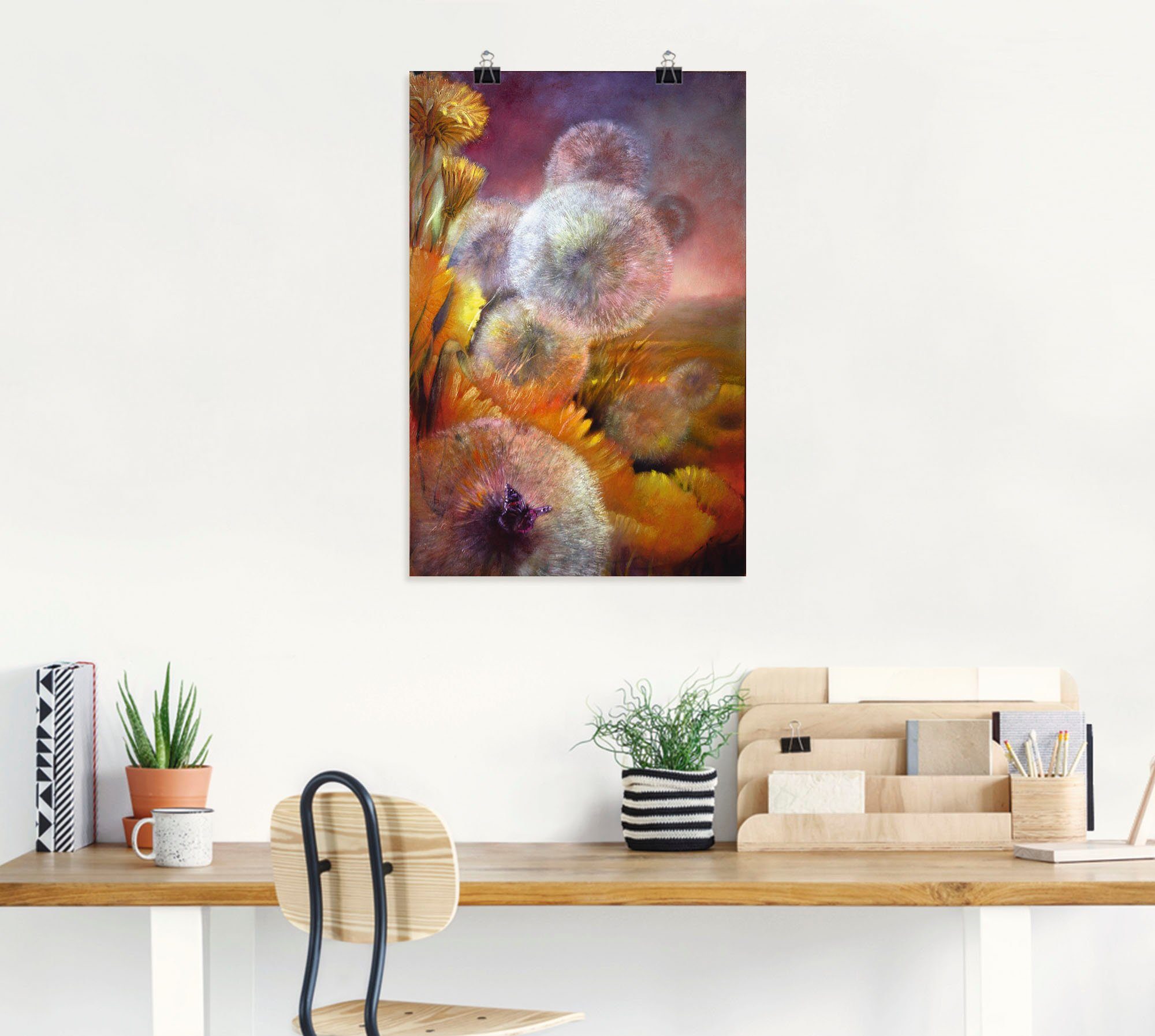 Löwenzahn Wandaufkleber Poster Artland Schmetterling, Größen (1 versch. Leinwandbild, oder St), in Alubild, als Wandbild und Blumen