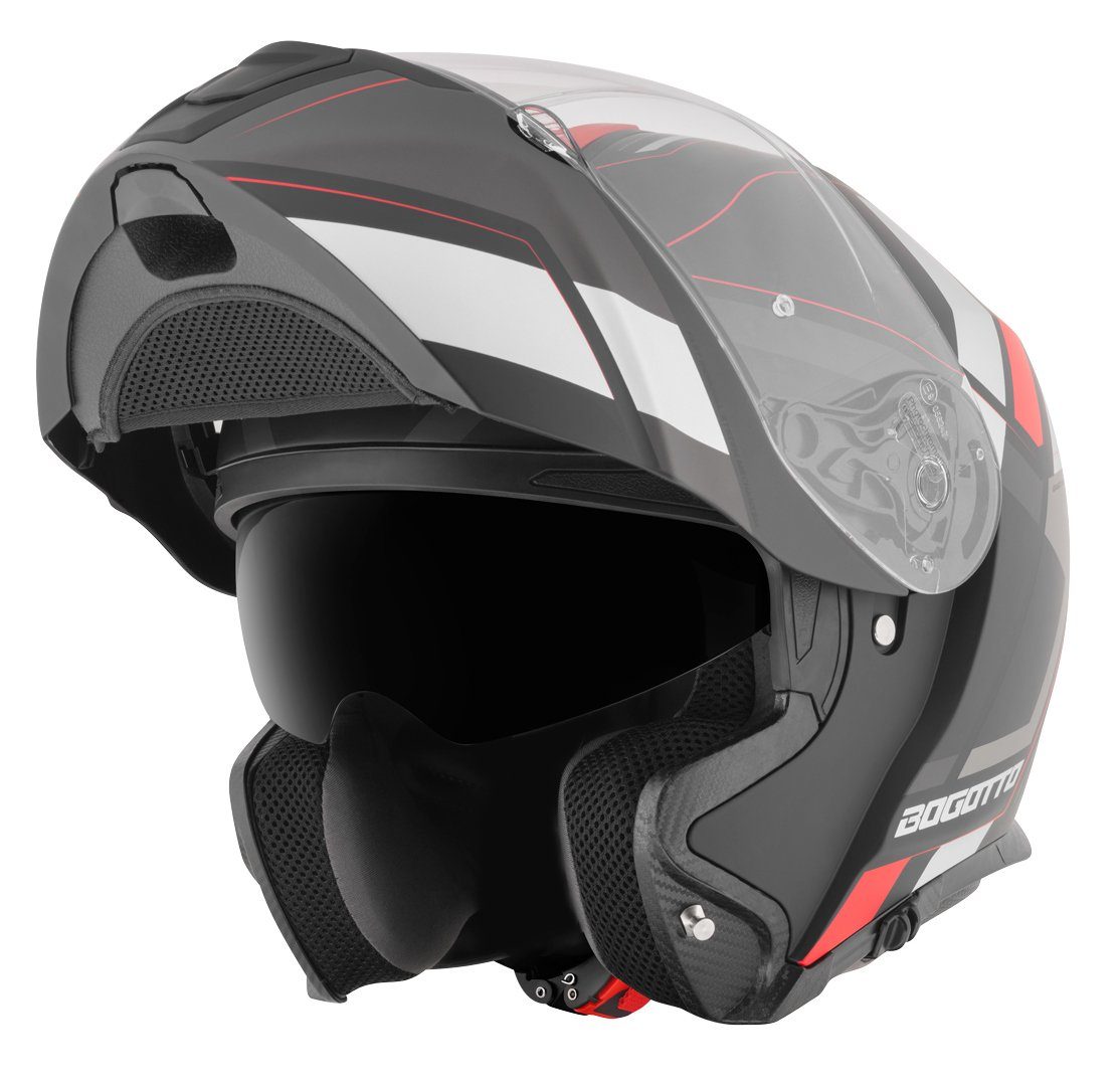 Bogotto Motorradhelm FF403 Murata Klapphelm, integriertes Sonnenvisier