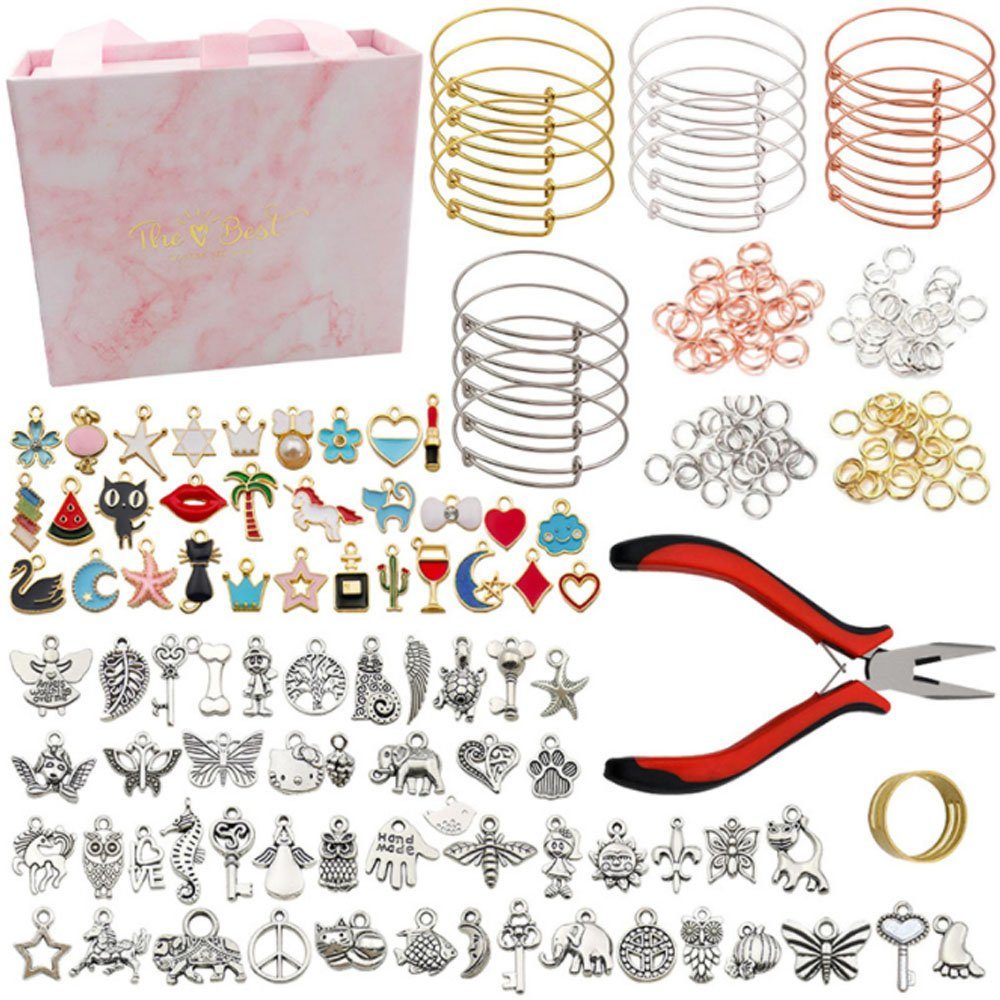 GelldG Ornament 303Pcs Charm Armband DIY Kit, Schmuck Bastelset Mädchen Armbänder