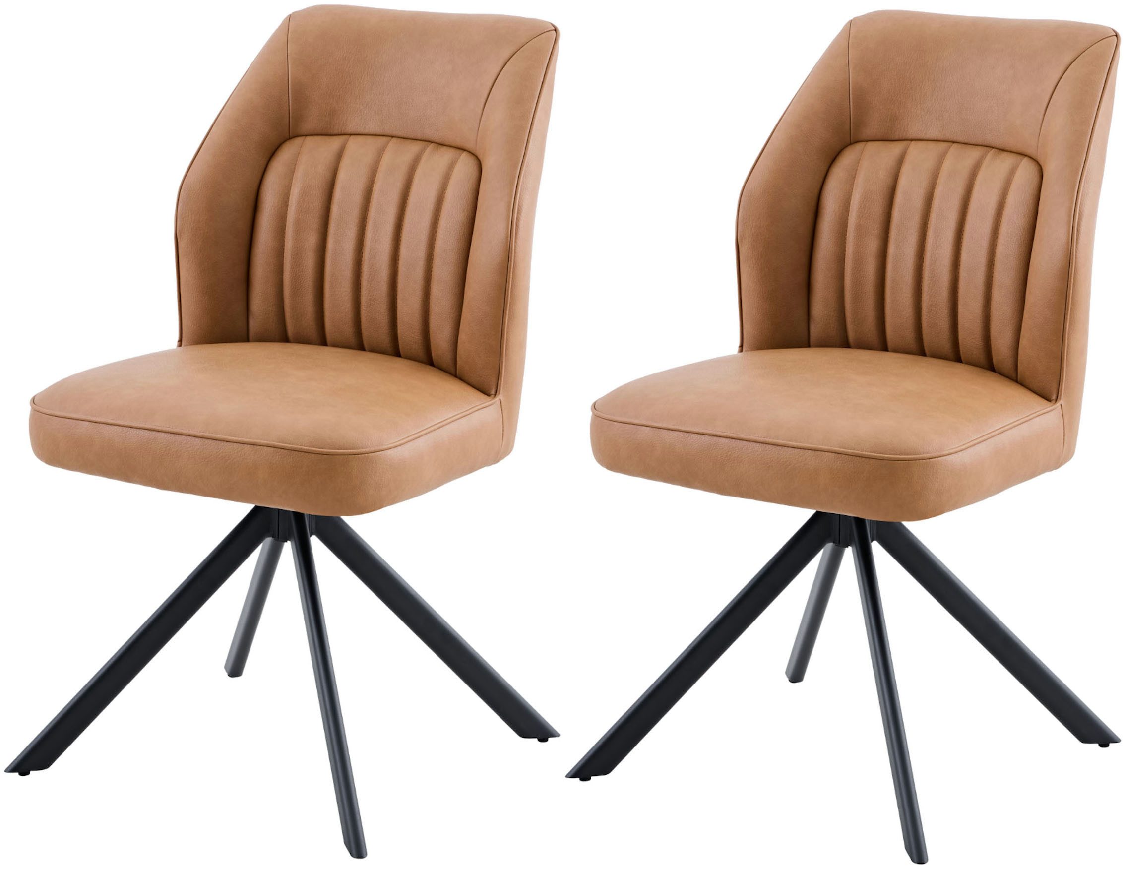 HELA 4-Fußstuhl PRIZZI (Set, 2 St), 4-Fuß, 360° drehbar, Gestell oval, gepolstert, Lederoptik