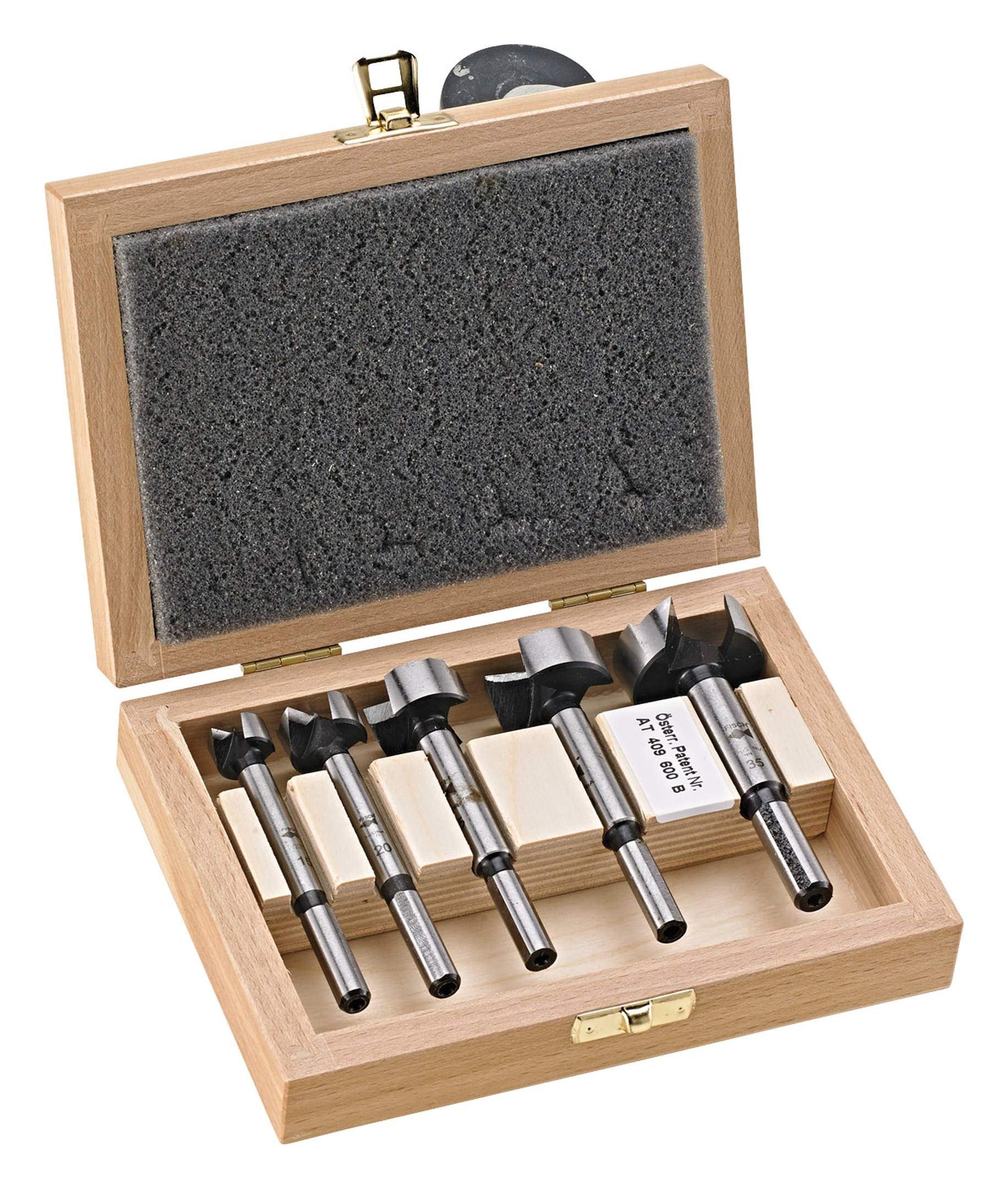 Fisch Holzbohrer, (5-tlg), Forstnerbohrer Satz Wave D7483G 6tlg. 35 - 68 mm + Verlängerung