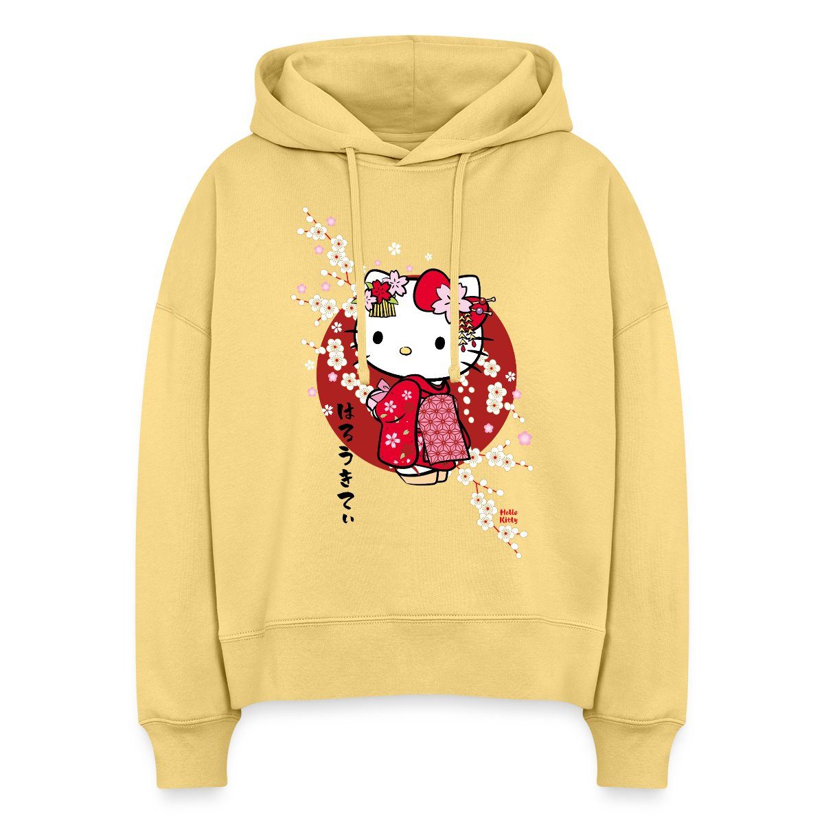 Spreadshirt Hoodie Hello Kitty Japan Kimono Kirschblüten Frauen Boxy Organic Hoodie (1-tlg)