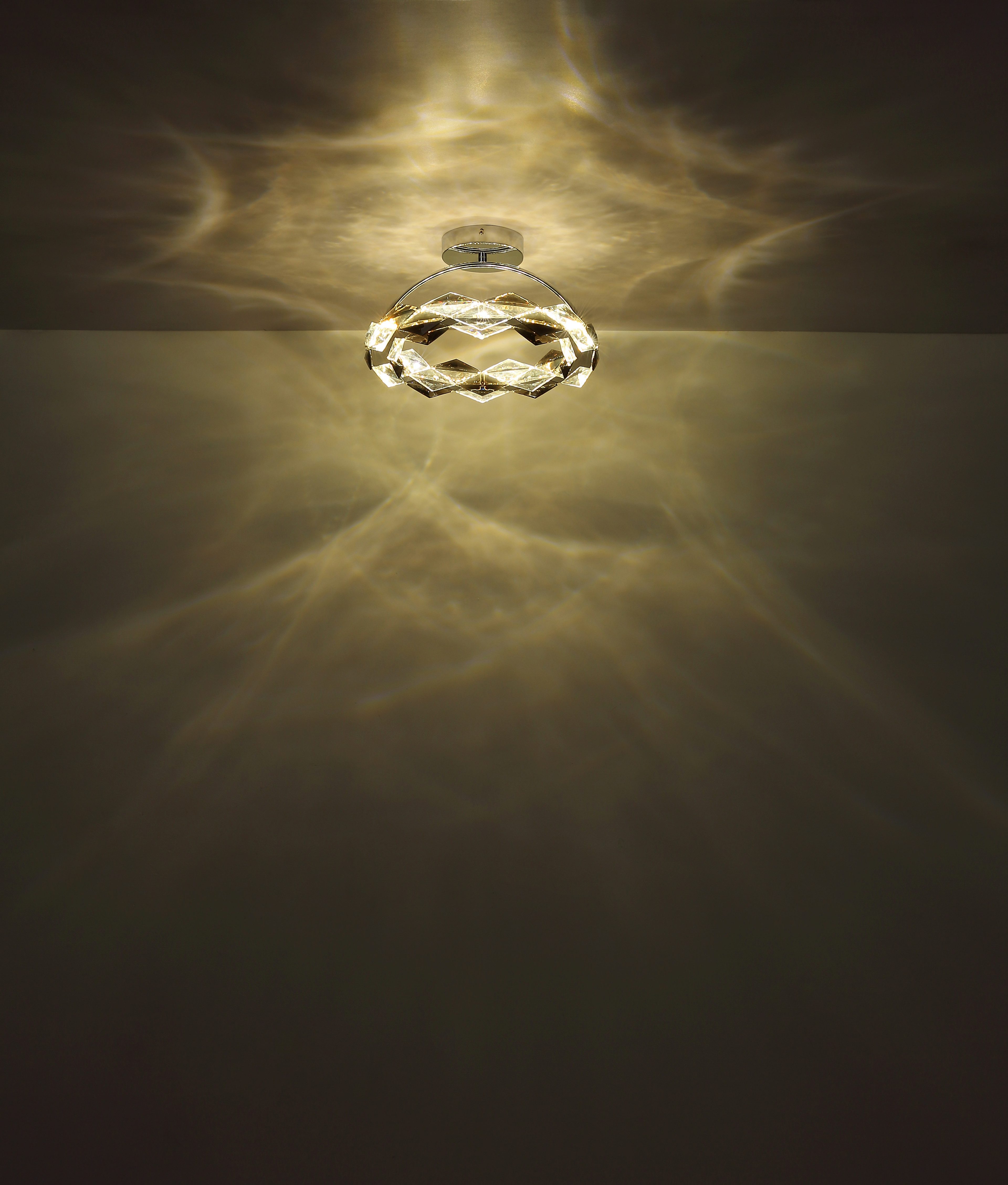 GLOBO LIGHTING LED Deckenleuchte KARILION, LED fest integriert, Tageslichtweiß, Deckenlampe/Acrylkristalle rauchfarben/ø: 370mm