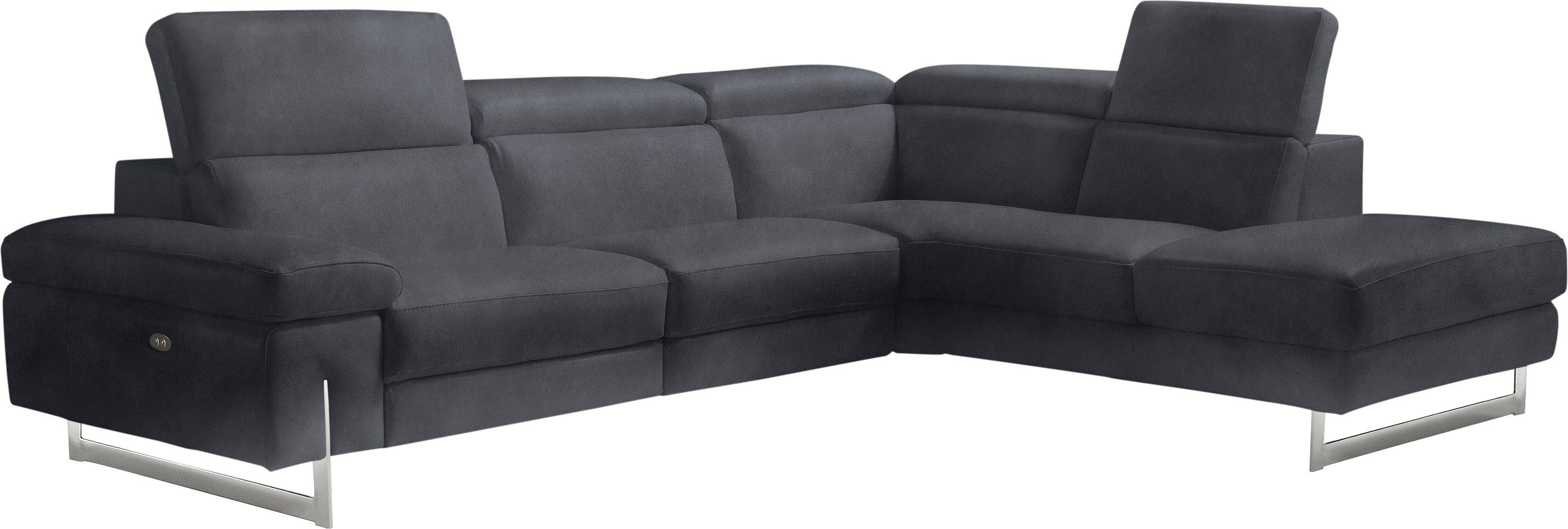 Egoitaliano Ecksofa Candice, elegant, edel und bequem, erstklassiger Sitzkomfort, L-Form, inkl. 2 elektrischer Relaxfunktionen, Bedienung über Taste an Armlehne