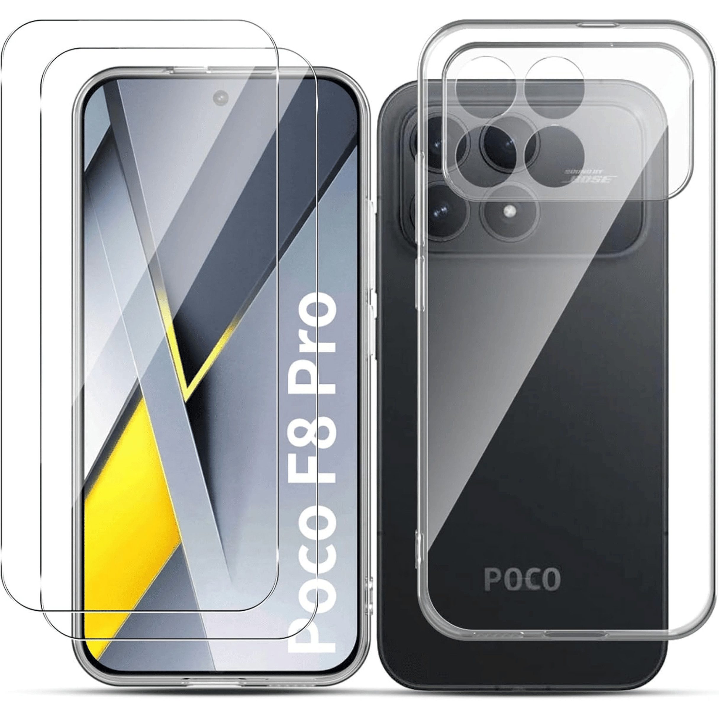 SmartUP Smartphone-Hülle +2X Schutzglas für Xiaomi Poco F8 Pro Panzerfolie Display Case Screen 6,59 Zoll, kompletter Rundumschutz