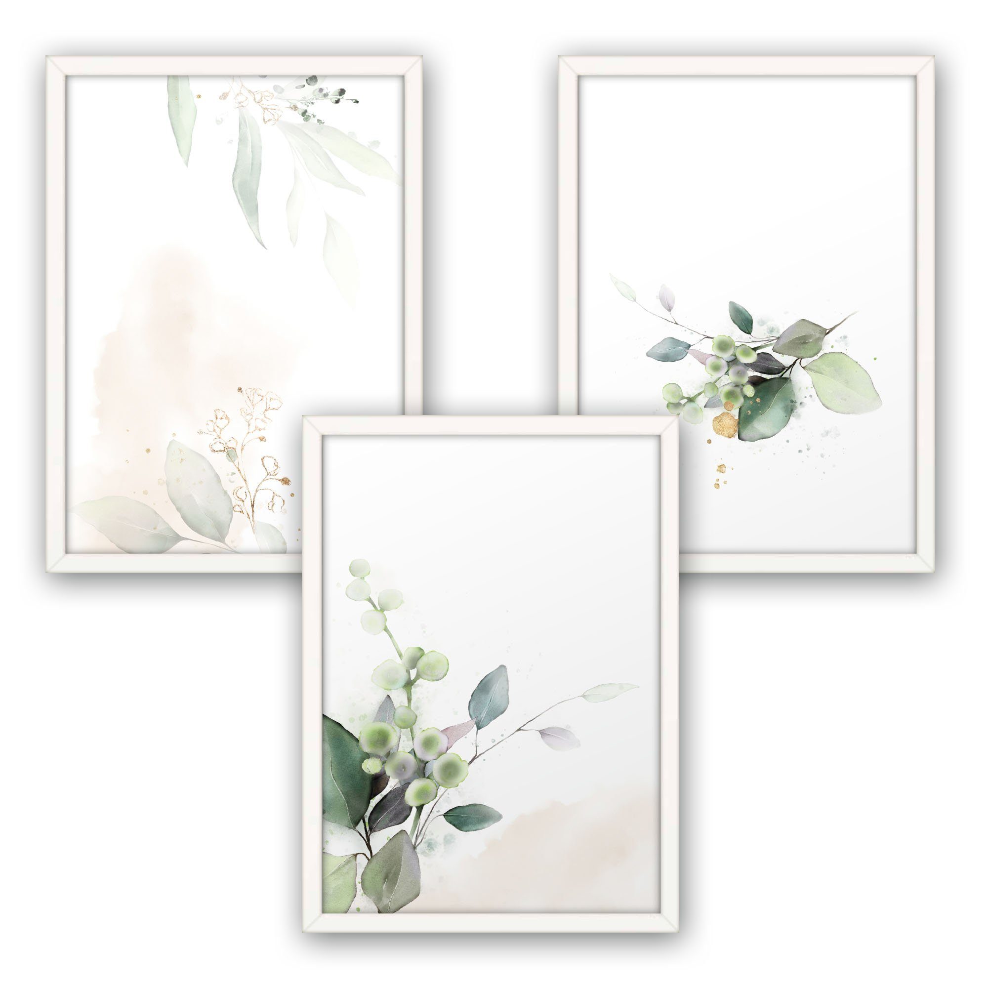 3-teiliges Poster Set Mit Pampasgras - Beige Wandbilder 50x70cm