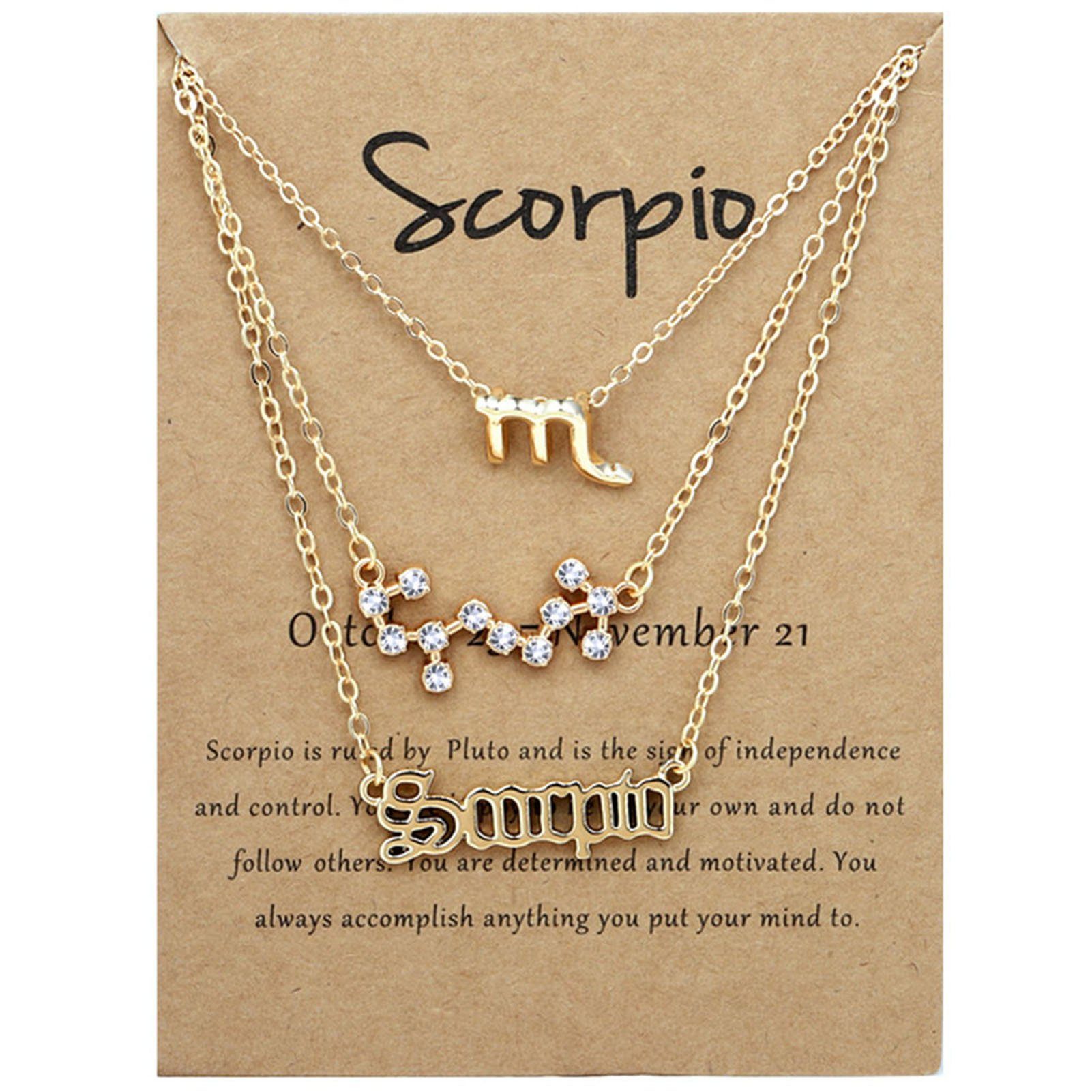 Blusmart Herzkette 12 Für Alphabete Scorpion Zodiacs Halskette Vintage 3PCS Frauen Gold