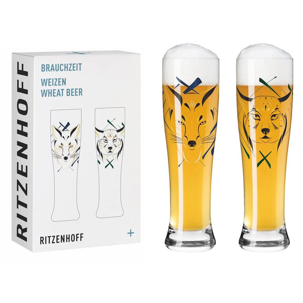 Ritzenhoff Bierglas Ritzenhoff Brauchzeit Weizen 2er #23 #24 A. Vasconcelos F24, Kristallglas