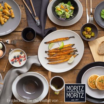 Moritz & Moritz Becher Becher Set Geschirr grau, Keramik, geeignet für Mikrowelle und Spülmaschine