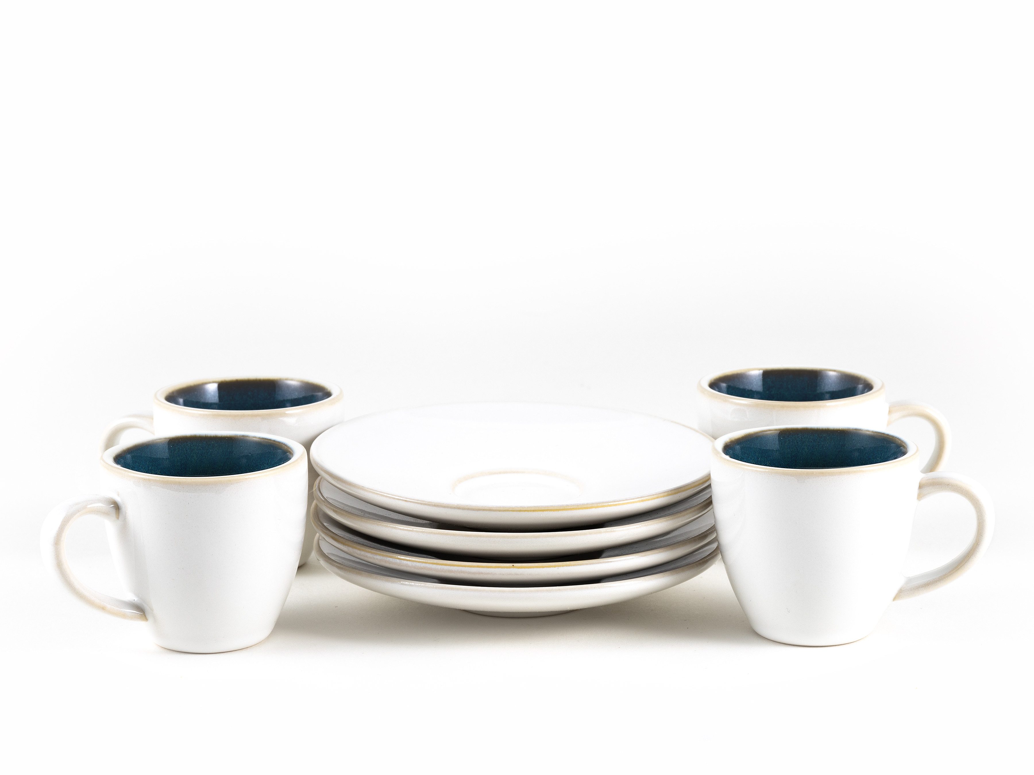 Hanseküche Espressotasse Hanseküche Espresso Tassen 4er Set 80ml Weiß Steingut Keramik, 1-tlg.