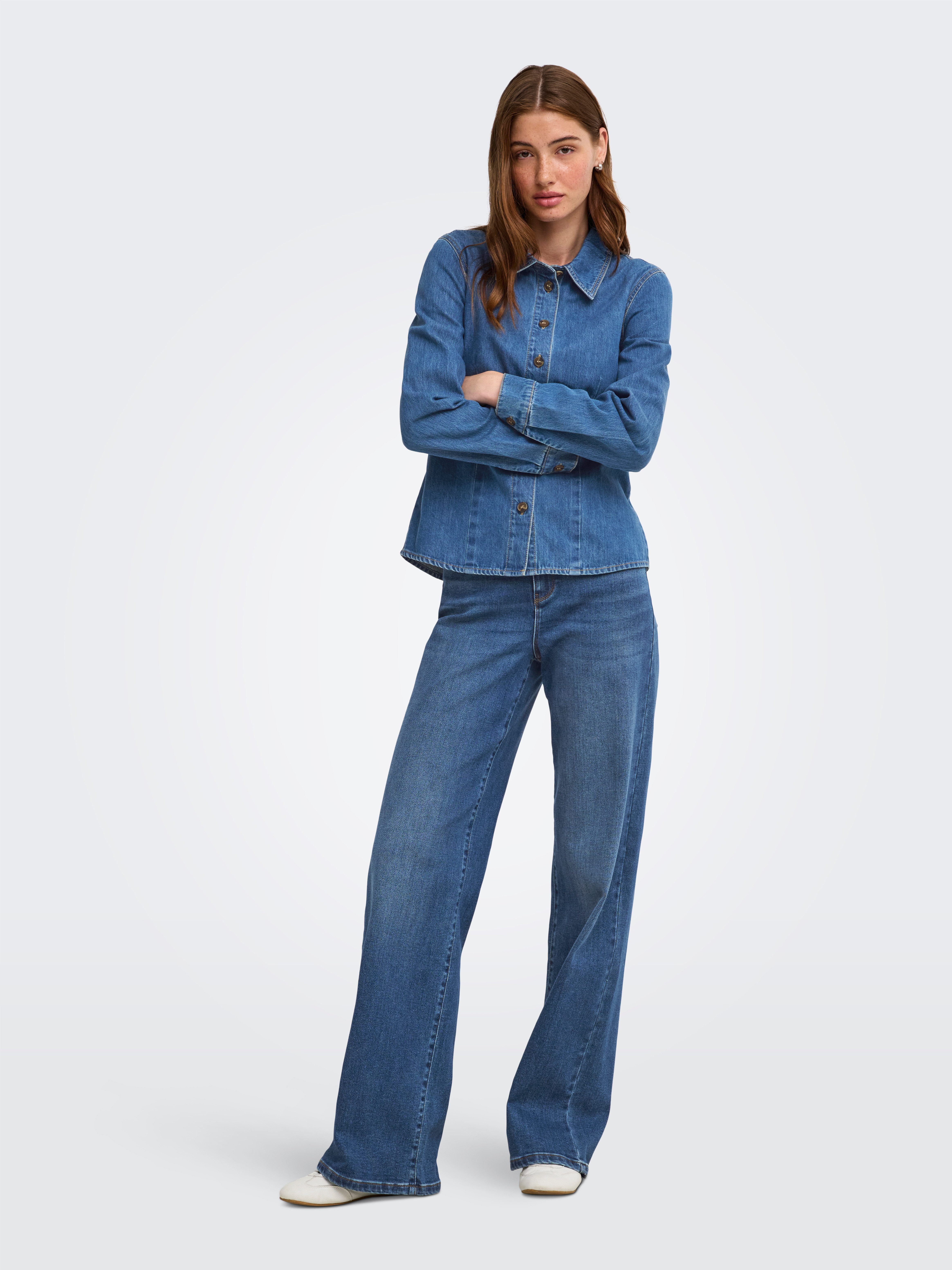 ONLY Jeansbluse ONLUNA FITTED SHIRT DNM Baumwolle, Denim – Bild 4 von 5