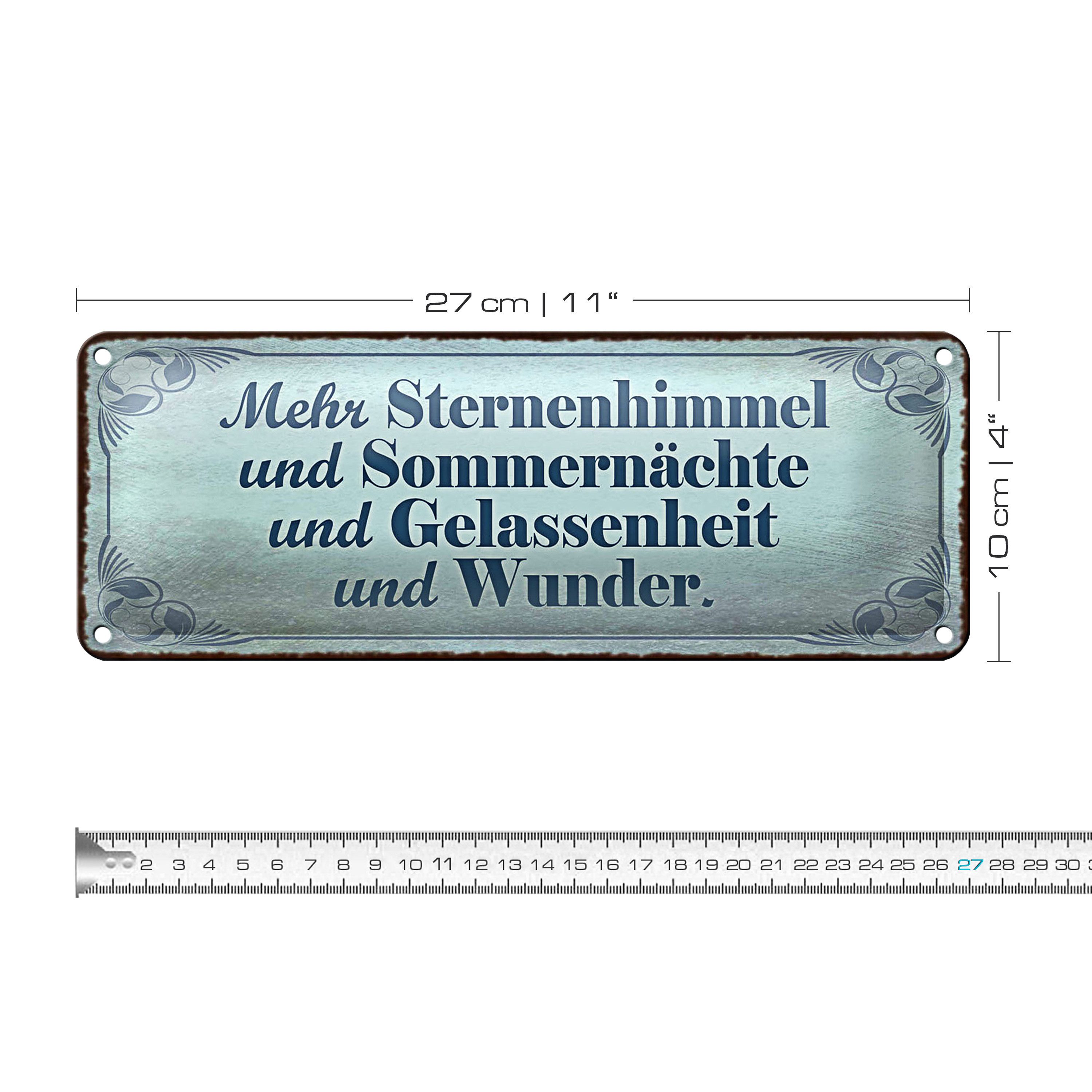 Roomando Metallschild Blechschild Spruch 27x10cm mehr Sternenhimmel Sommernächte Dekoration