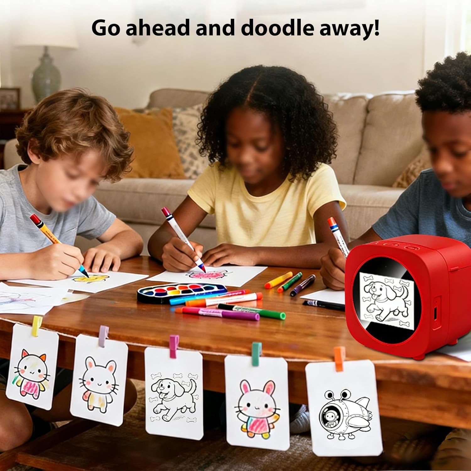 Fyrove Mini Etiketten drucker Intelligente KI-Etikettendruckerbox Etikettendrucker, (ragbarer Bluetooth- und WLAN-Etikettendrucker für zu Hause, Etikettendrucker Mini Thermodrucker drucker, Thermotransfer-Etikettendrucker mit 2,4-Zoll-Display)