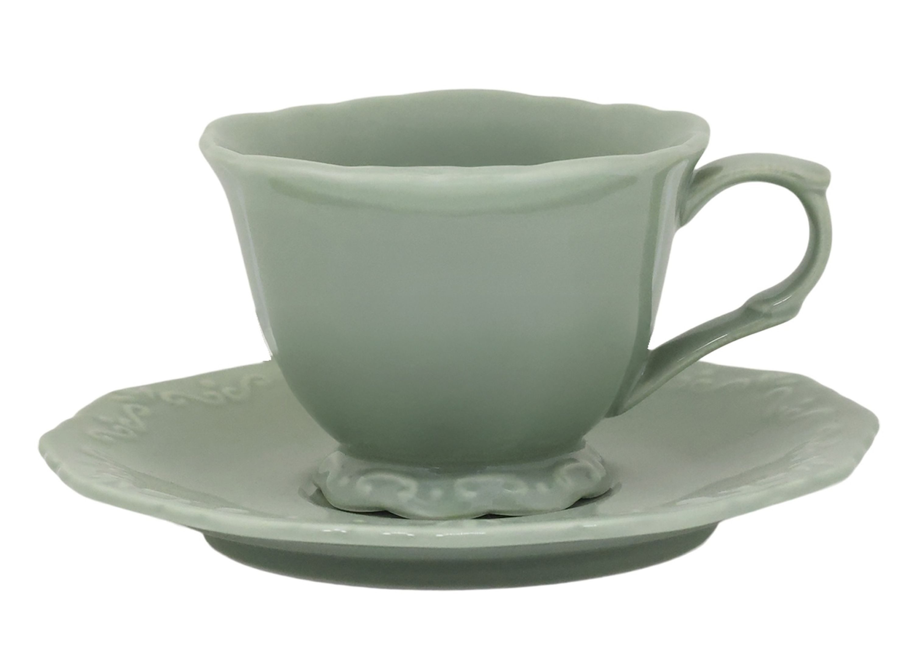 Chic Antique Tasse Chic Antique Tasse Kaffeetasse mit Unterteller Provence Porzellan, Porzellan