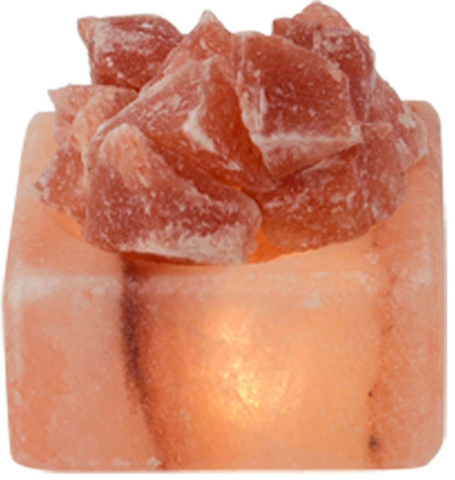H: - Punjab Warmweiß, LED Handgefertigt Petite, Stein cm, aus ein ca.4 DREAMS SALT Salzkristall jeder HIMALAYA wechselbar, Salzkristall-Tischlampe Unikat,