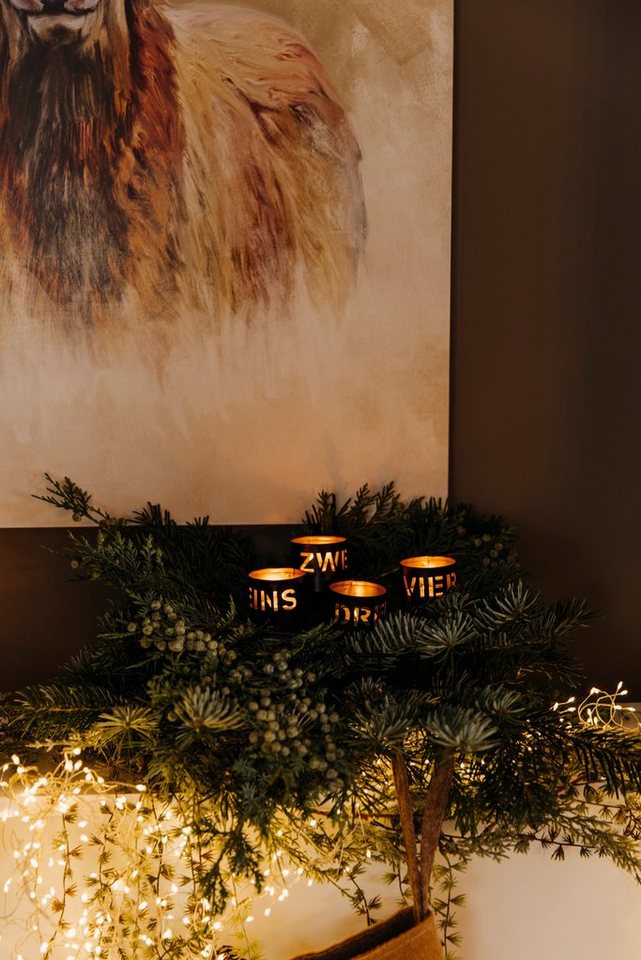 andas Kerzenhalter Kerzenstecker Birga aus Metall, Höhe ca. 10,5 cm (Set, 4  St), Adventsleuchter mit Aufschrift 1 bis 4, Weihnachtsdeko