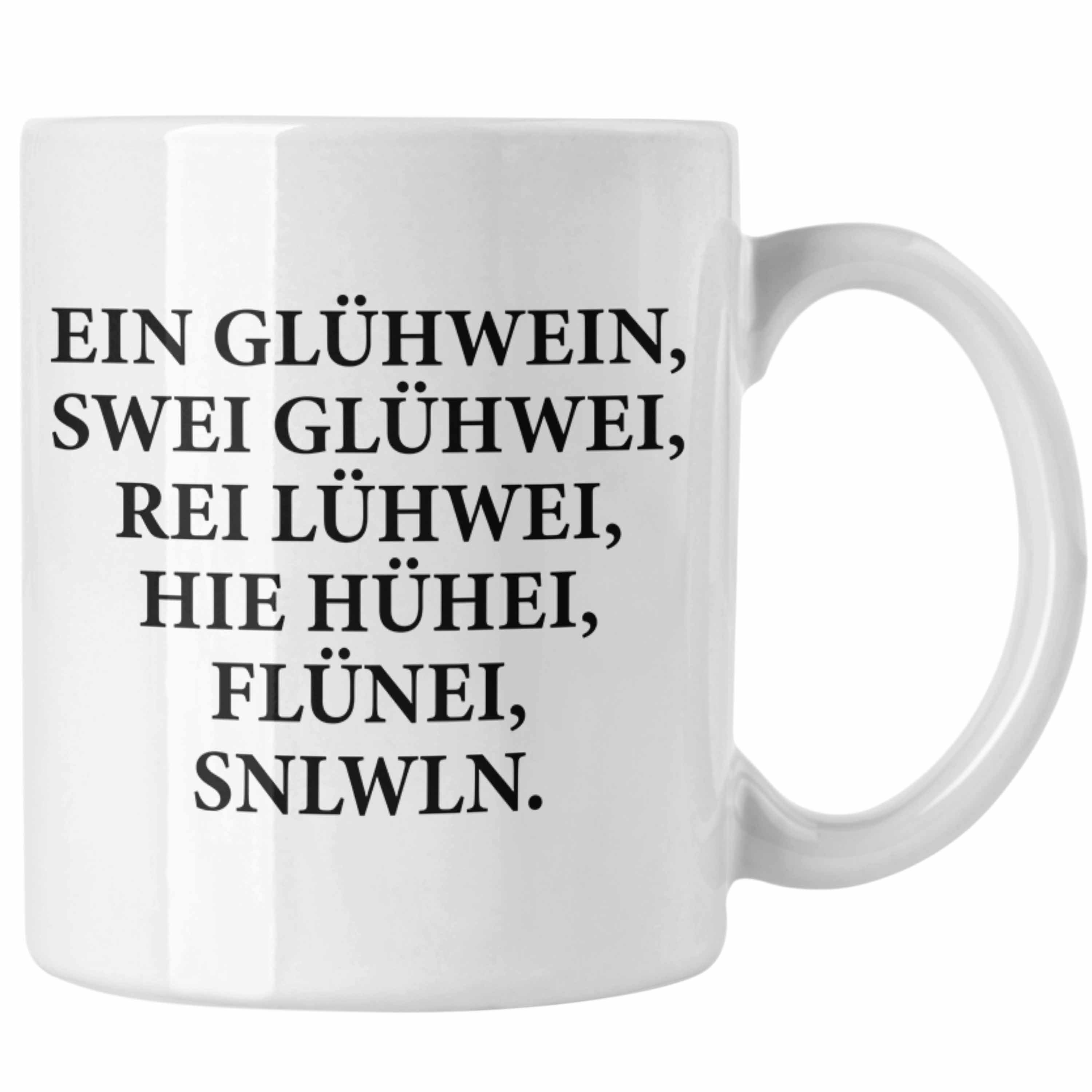 Trendation Tasse Trendation - Ein Glühwein Tasse Lustig Spruch Glühweinbecher mit Henkel Doppelwandig Glühweintassen Gläser Weihnachtsmarkt Becher Tassen Geschenk - Ein Glühwein Swei Weiss