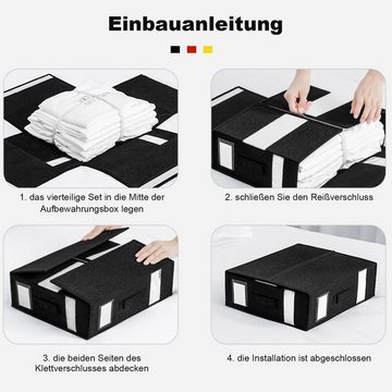 MAGICSHE Unterbettkommode Faltbarer Unterbett Aufbewahrungsbox mit Spanngurte, Aufbewahrung Bettwäsche Organizer für Bettlaken und Kleidung