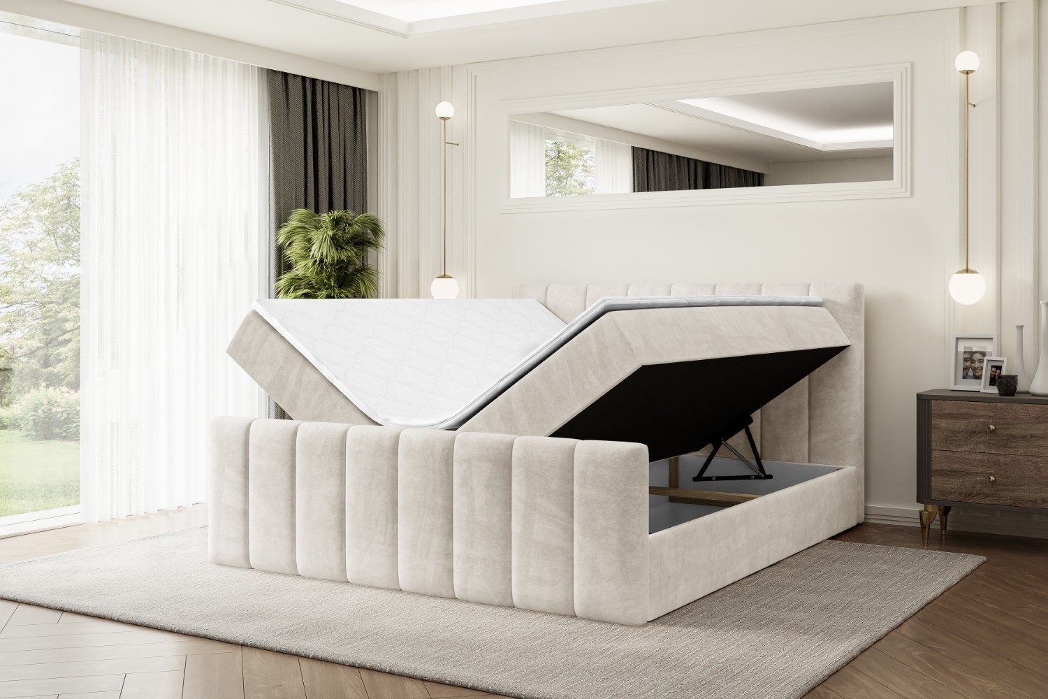 ALTDECOR Boxbett OTTA-Z (Multipocket-Matratze H4, H3 Matratze Bonellfederung, Topper, Kopfteil), Doppelbett mit Fußteil