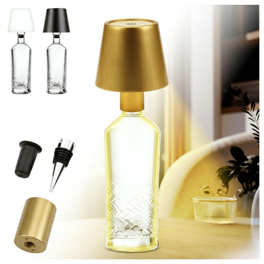 AddLiving LED Tischleuchte Bottle Light V2442 LED-Flaschenlampe gold mit Touch, 100–120 Lumen, 3 Lichtfarben, stufenlos dimmbar, IP44