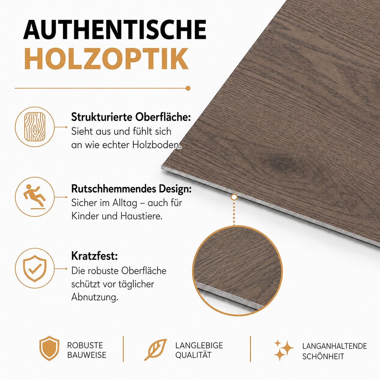 BlingBin Vinylboden PVC-Bodenfliesen selbstklebend in Holzoptik, 54 Stück, ca. 4,86 m², zuschneidbar, Rutschfest Wasserfest, DIY Boden Renovierung, 54er Set, Ma – Bild 5 von 5
