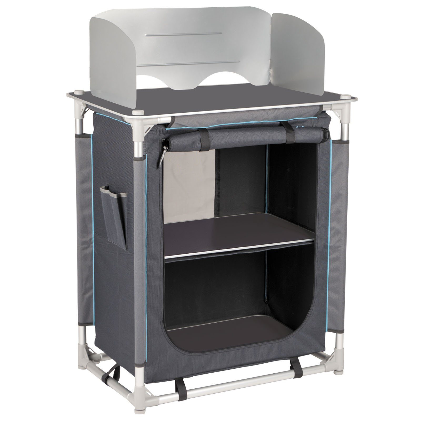 Bo-Camp Stoffschrank Camping Reise Küche Moraine Küchen Box Falt Schrank Tisch Windschutz Alu