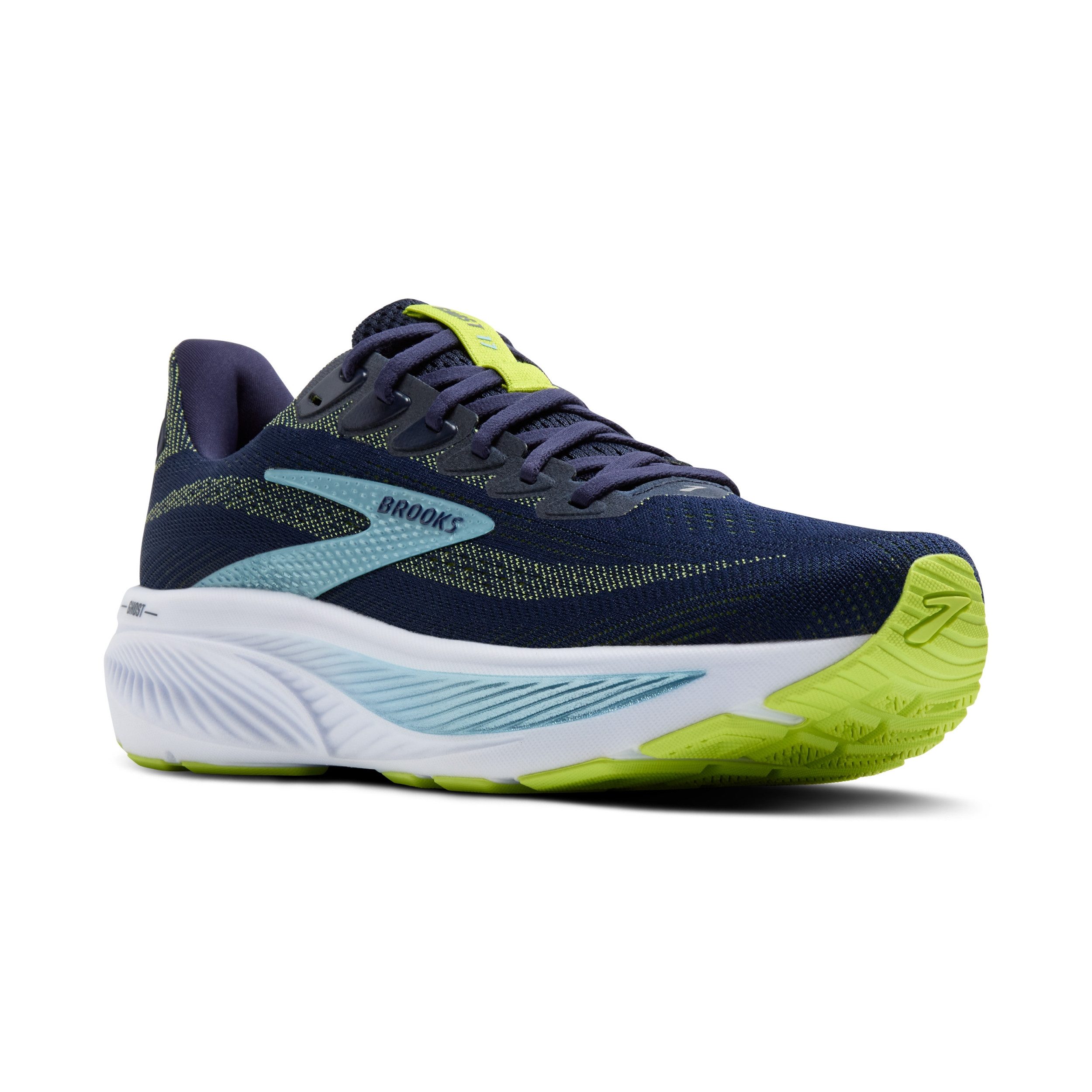 Brooks Ghost 17 - Herren Laufschuh - Narrow (1B) - Peacoat/Lime/Blue Laufschuh