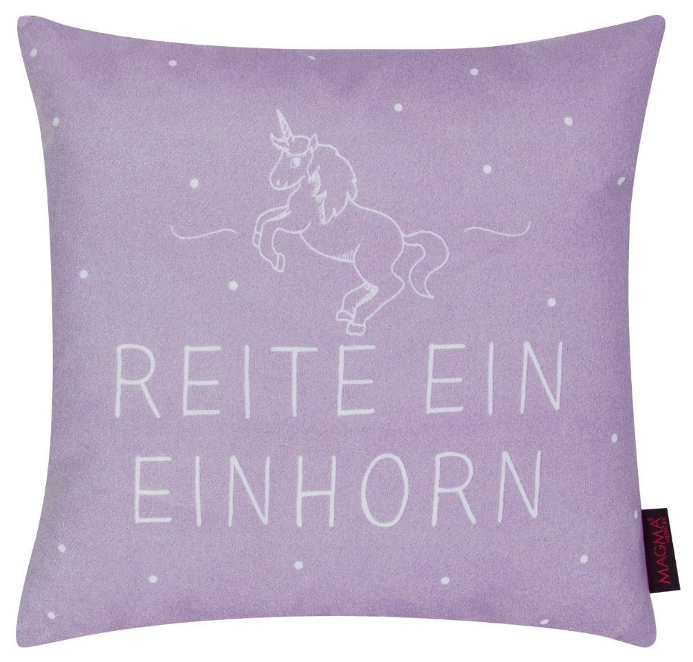 ein SCHÖNER Einhorn! mit Dekokissen altrosa LEBEN. Füllung 40x40cm weiß Reite Kissen