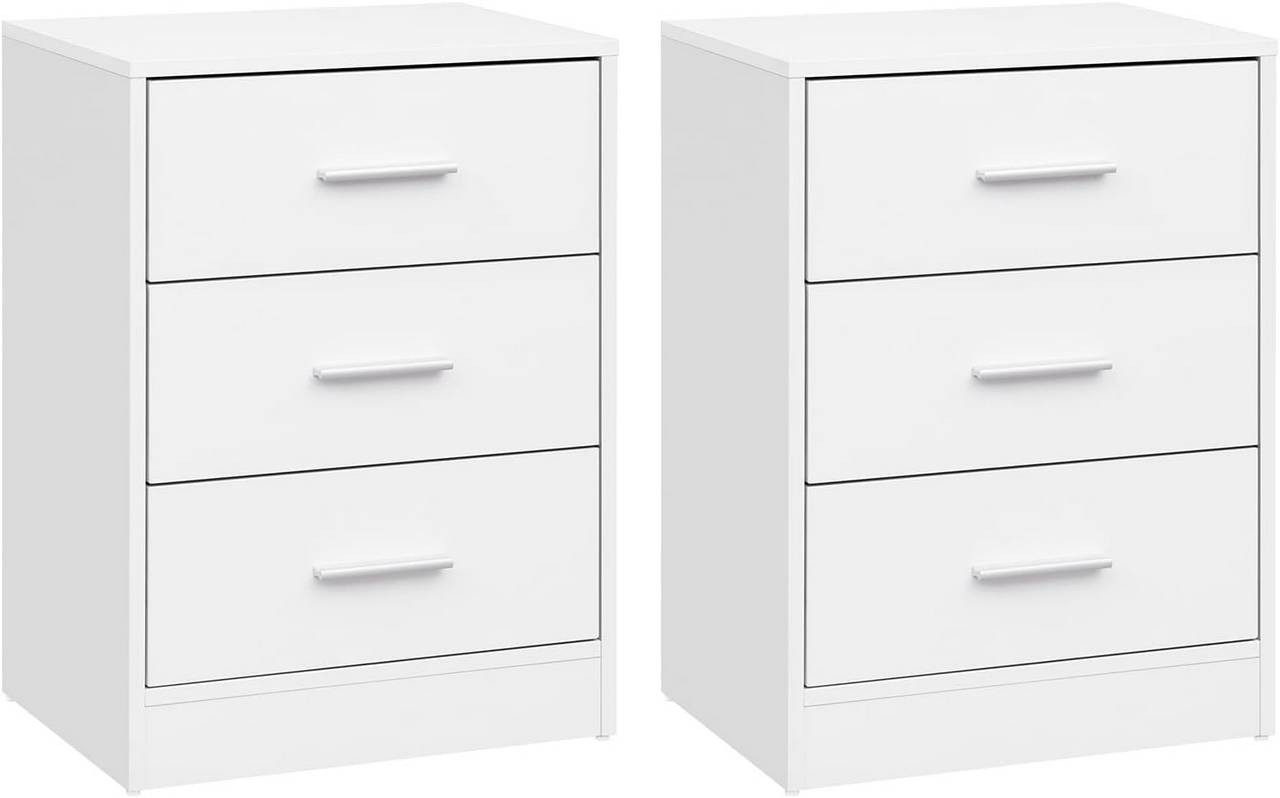 Woltu Nachttisch (2er-Set), Nachtschrank, 2er Set, mit 3 Schubladen, Nachtk günstig online kaufen