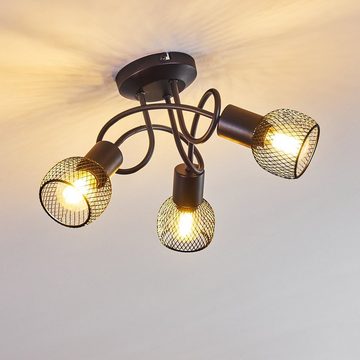 hofstein Deckenleuchte »Pieve« runde Deckenlampe aus Metall in Schwarz, ohne Leuchtmittel, E14, Spot in Gitter-Optik und Lichteffekt an der Decke