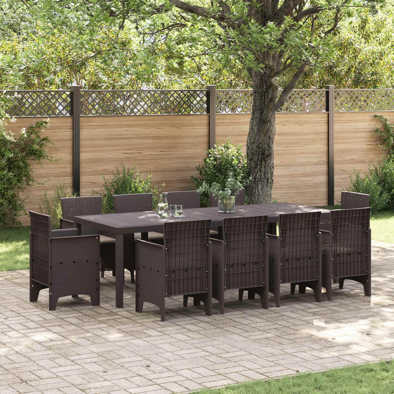 vidaXL Gartenlounge-Set Garten Essgruppe 11 pcs Braun Polypropylen, (11-tlg)
