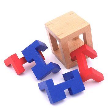 Philos Spiel, Knobelspiel 4 CAGED PUZZLE - sehr schwieriges Interlocking-Puzzle, Holzspiel