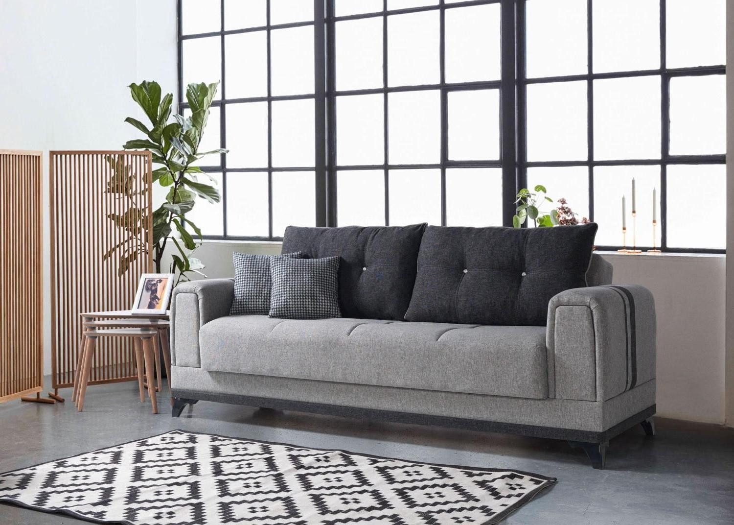 3-Sitzer Luxuriöses 3-Sitzer-Sofa für das Wohnzimmer in modernem Grau mit