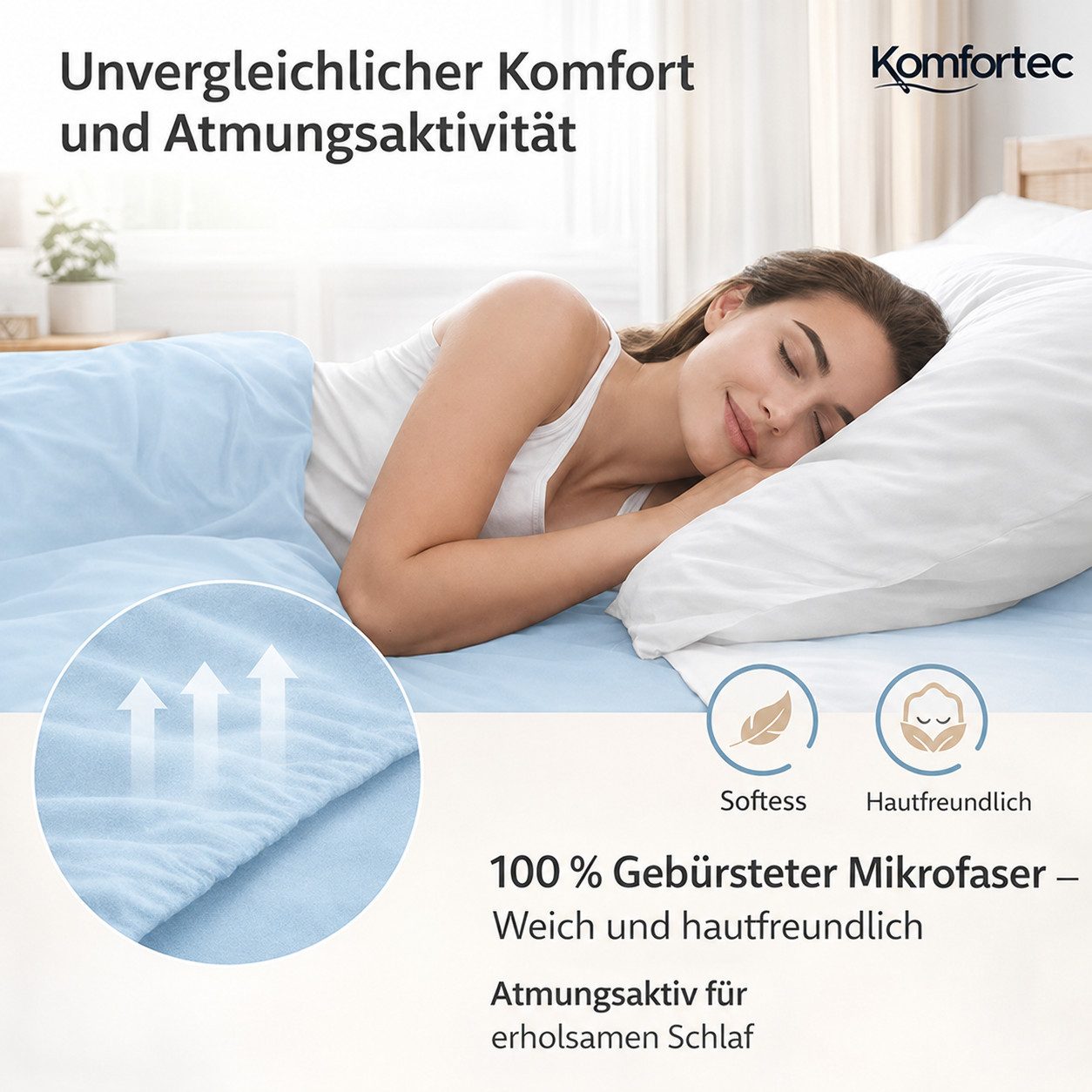 Komfortec Spannbettlaken Boxspringbett bis 15cm - 30cm Matratzenhöhe, Mikrofaser, Gummizug: Rundum, (1 Stück), 140x200 cm, Rot – Bild 4 von 5