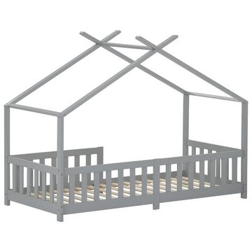 PHOEBE CAT Kinderbett, 90 x 200 cm mit Rausfallschutz und Lattenrost, Hausbett für Kinder, Mädchen und Jungen
