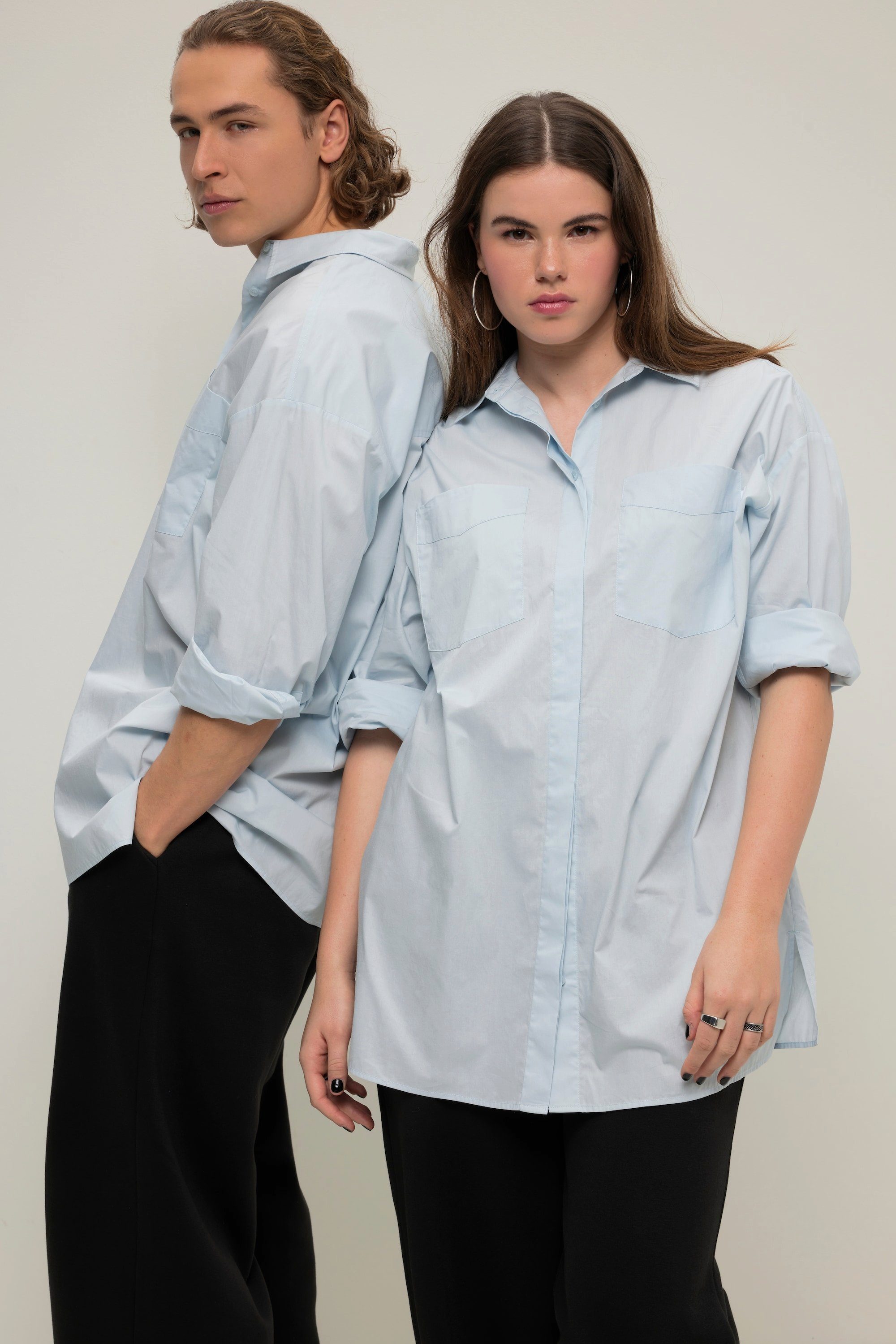 Studio Untold Hemdbluse Oversized Hemd Hemdkragen günstig online kaufen