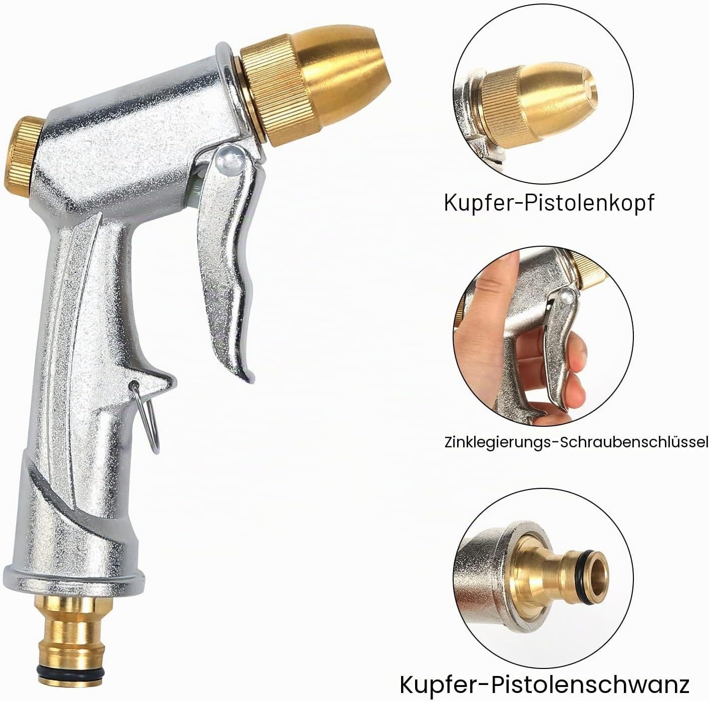 FELIXLEO Gartenspritze Gartenbrause Metall Hochdruckduese fuer Gartenschlauch, (1-St)