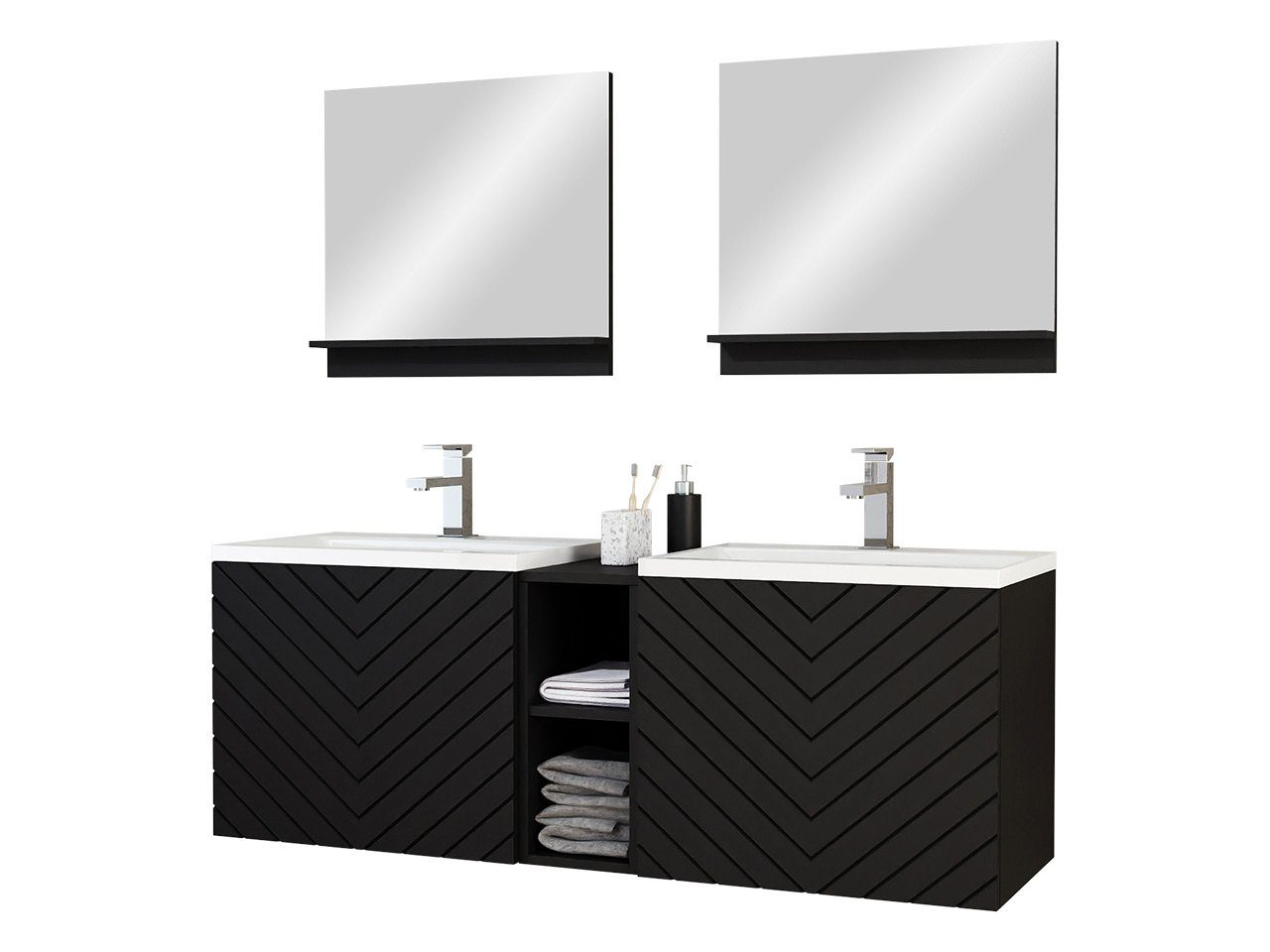 MIRJAN24 Badmöbel-Set Nexso VI, (7er-Set, mit 2x Waschbecken und Siphon), G günstig online kaufen