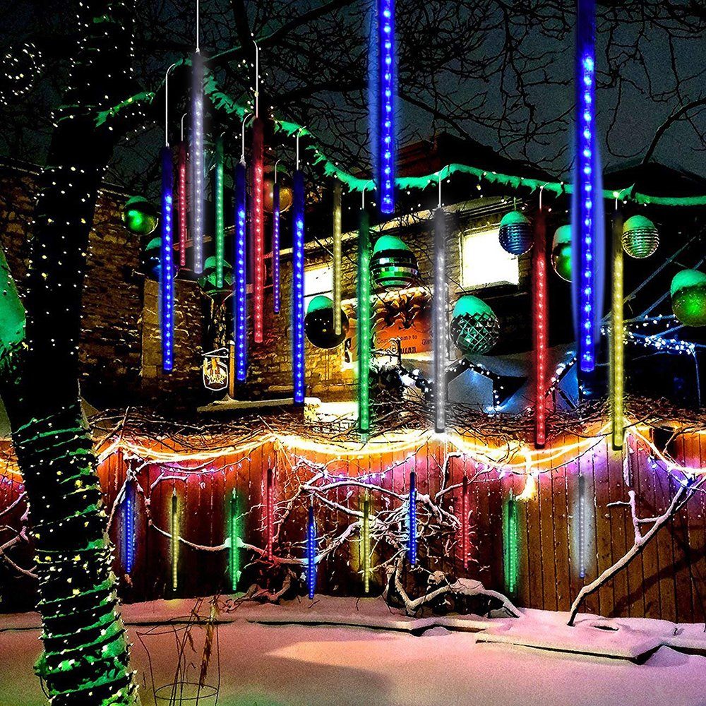 Lichterkette,50cm,8 288-flammig, LED Garten LED-Lichterkette Weihnachten Wasserdichte Mehrfarbig Rosnek Baum Deko, Rohre, Eiszapfen