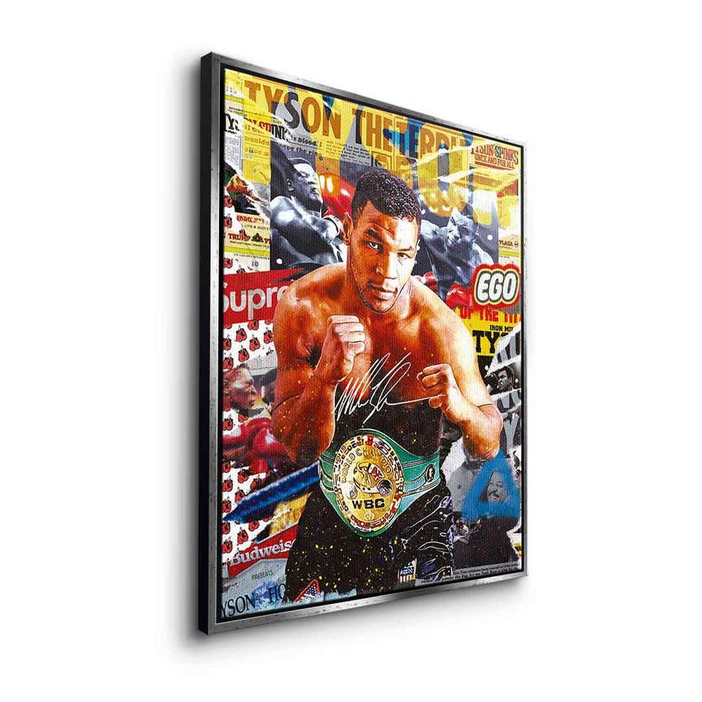 Rahmen Sport Tyson schwarzer Iron Mike, Boxer Mike Iron Leinwandbild Pop Collage Leinwandbild DOTCOMCANVAS® Art Mike