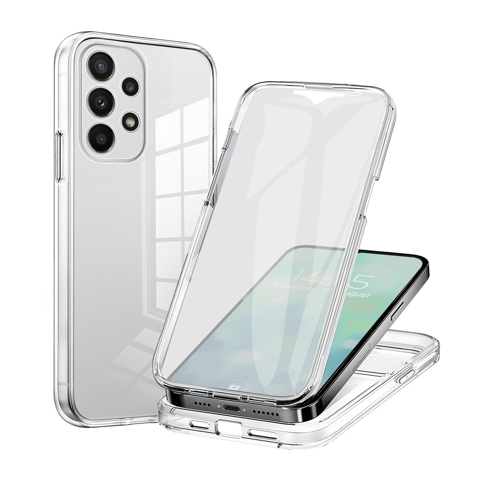 Tec-Expert Handyhülle 360 Grad Hülle für Samsung Galaxy A33 5G 6.4 Zoll, 6.4", Rundum Schutz Cover Case Hülle Transparent