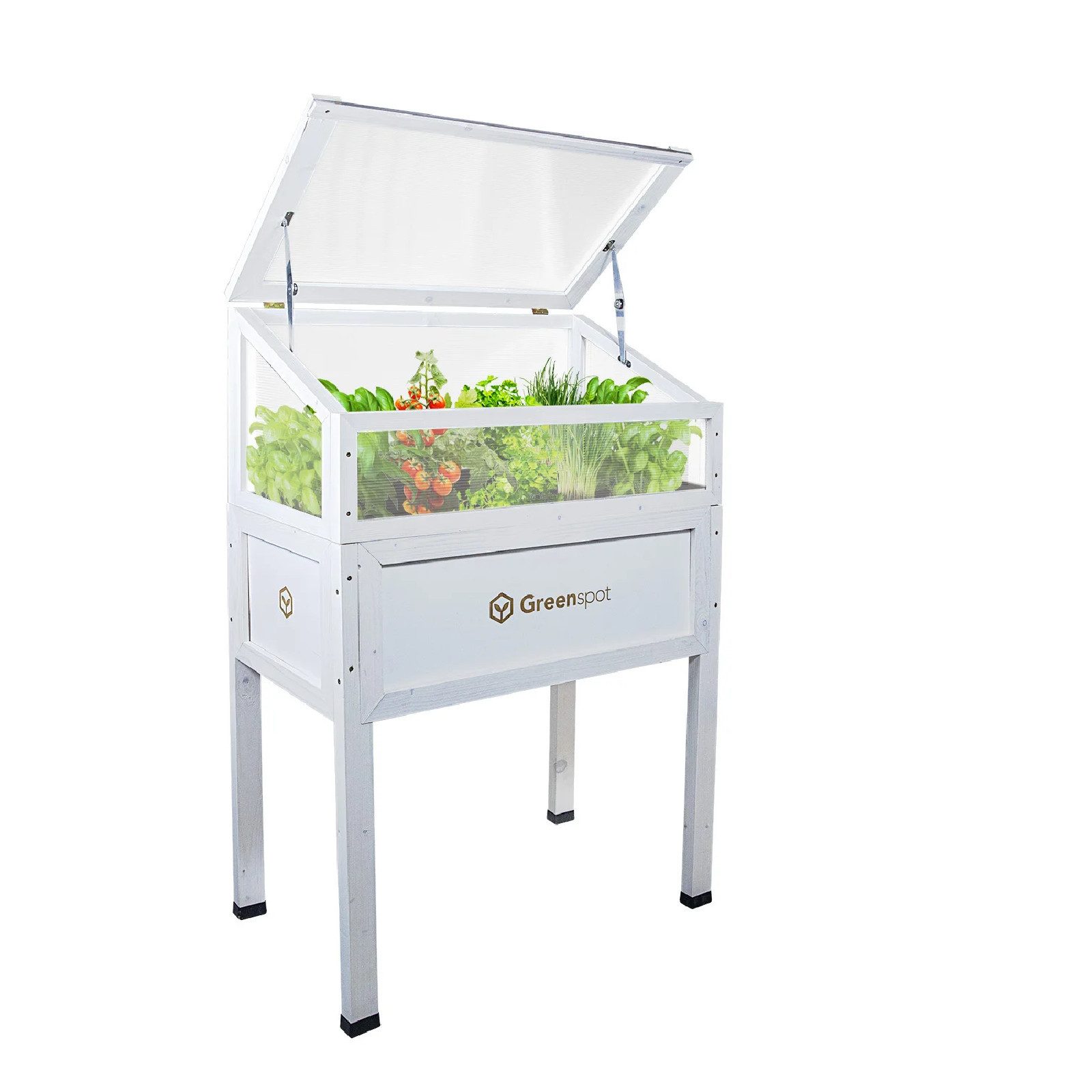 QLS Gewächshaus Mini Vintage für Balkon 80x45 cm, aus Holz Hochbeet Frühbeet Terrasse