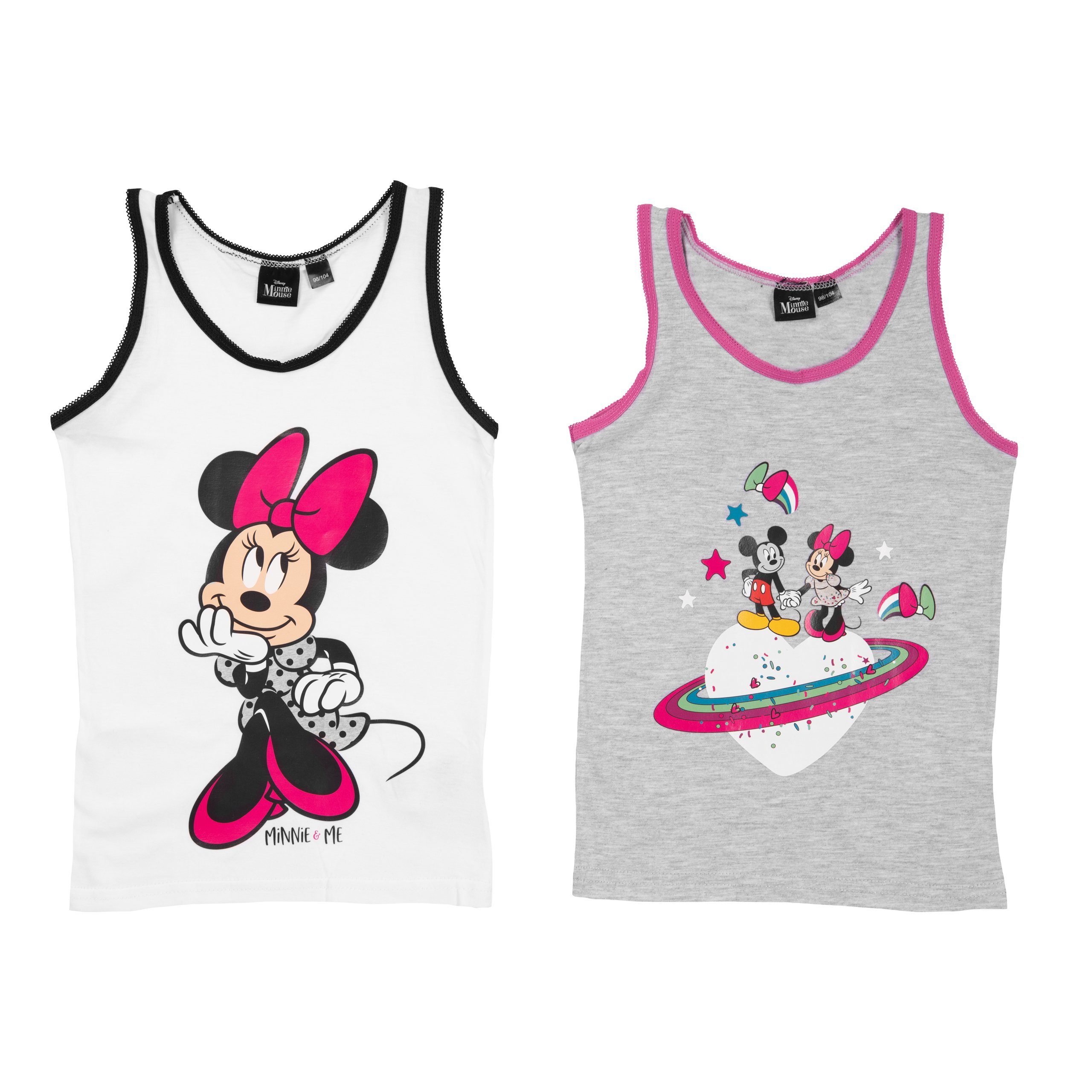 United Labels® Unterhemd Disney Unterhemd für Mädchen - Minnie Mouse Weiß/Grau (2er Pack)