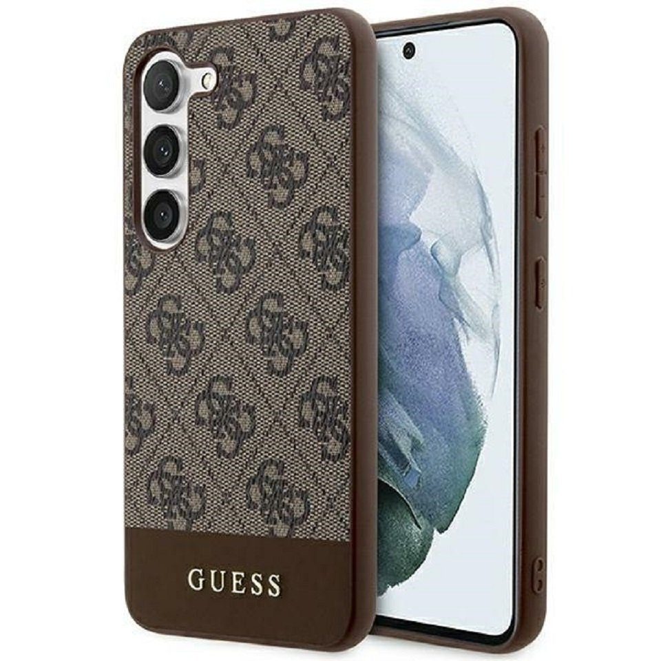 Guess Handyhülle Case Galaxy S24 Plus Kunstleder braun Logo goldfarben 6,7 Zoll, Kantenschutz