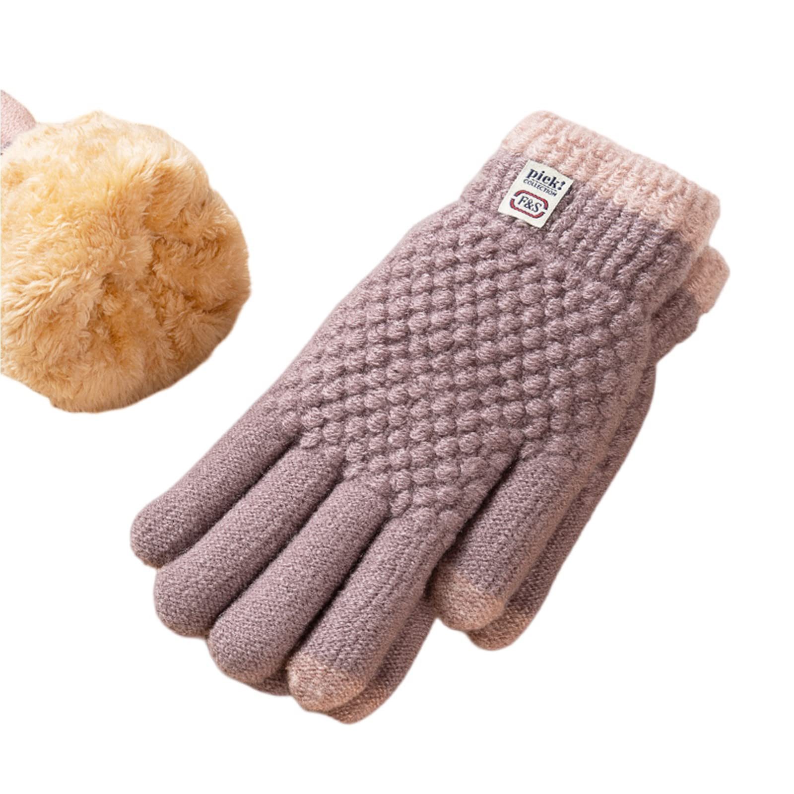Coonoor Fleecehandschuhe Damen Winterhandschuhe mit Fleecefutter, Touchscreen Warme Gedehnt Dicke Strickhandschuhe Thermohandschuhe Outdoor Winter Geschenke