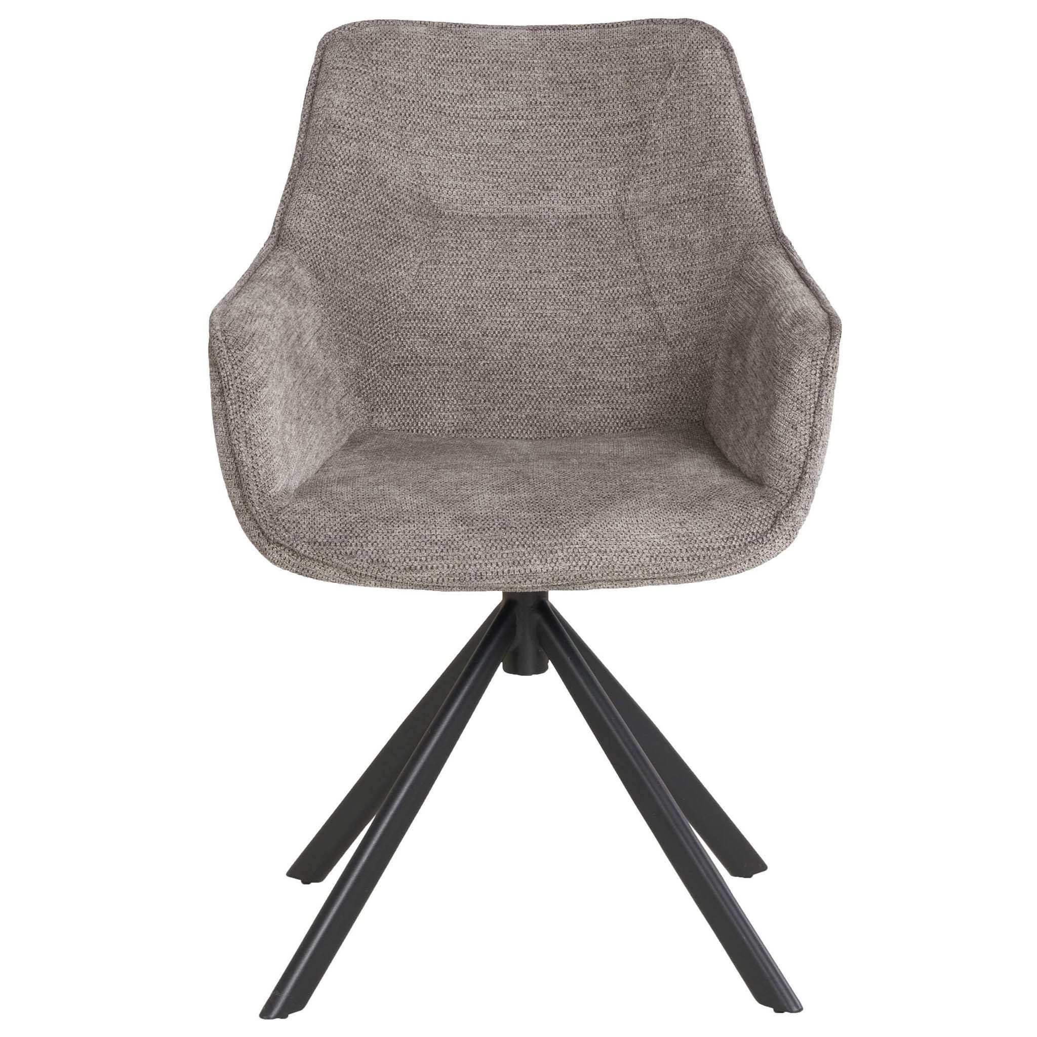 bene living Loungesessel San Carlo - drehbar - hellgrau (1-St), schwarzes Metall-Gestell - bequeme Arm- und Rückenlehne