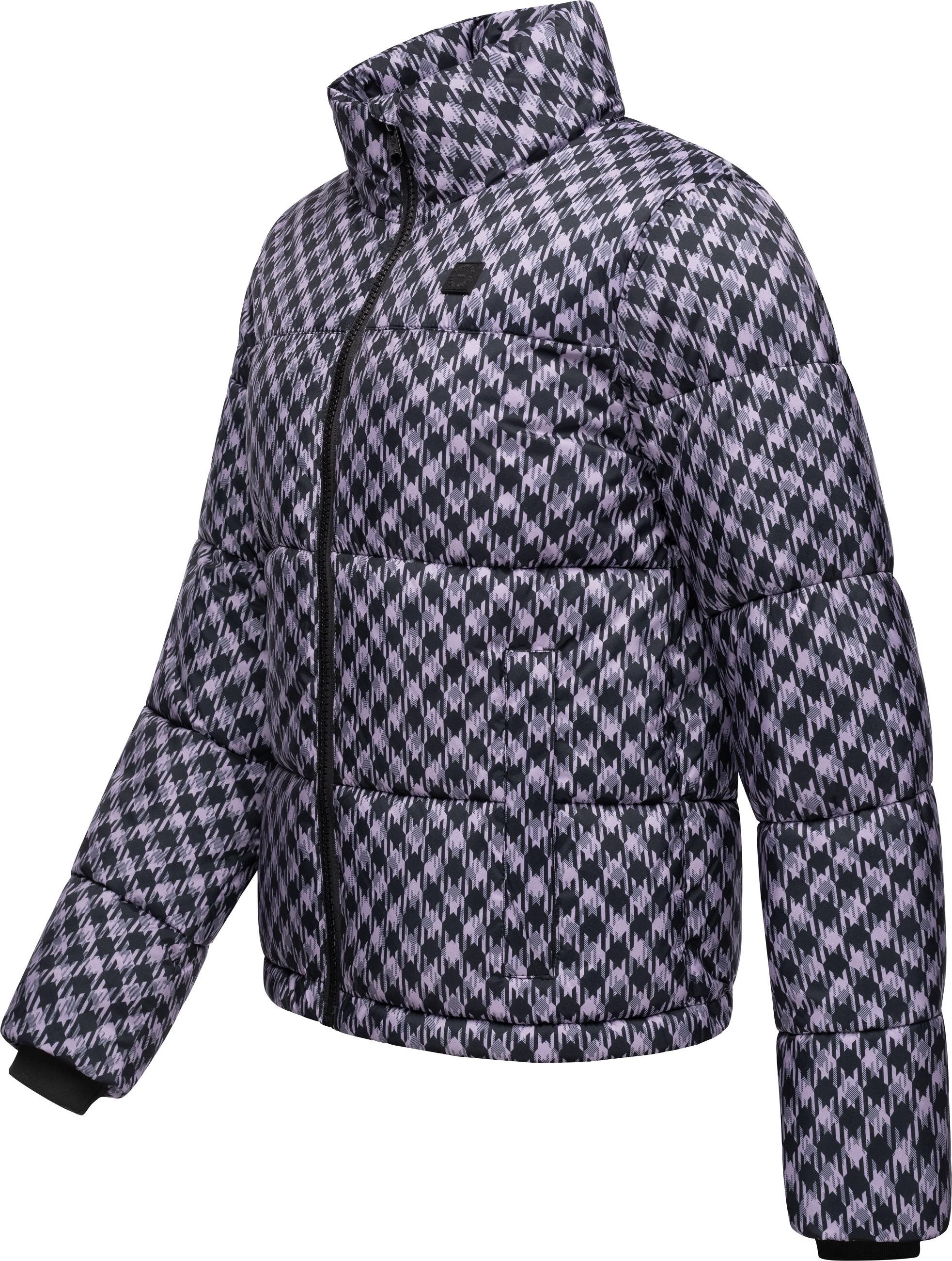 Ragwear Winterjacke Serah Print wasserdichte Winter Steppjacke mit Hahnentritt Muster