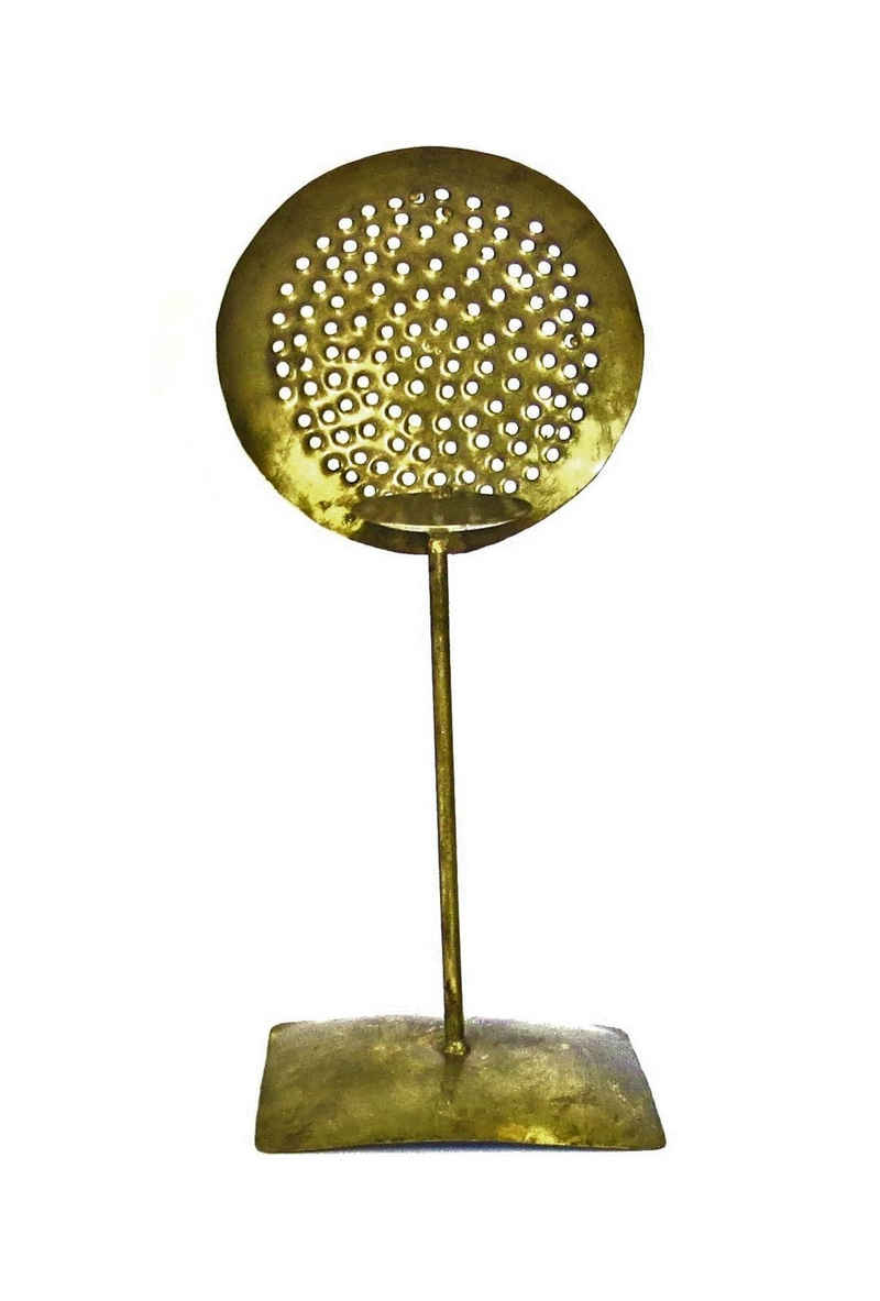 VARIOS Teelichthalter Teelichthalter Retro Industrial Stil Gold Metall 42 cm, Handarbeit