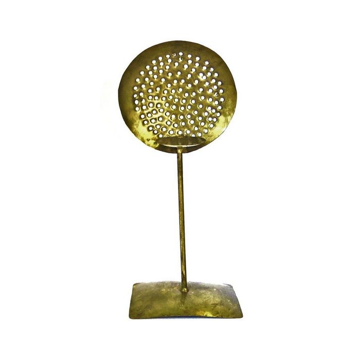 VARIOS Teelichthalter Teelichthalter Retro Industrial Stil Gold Metall 42 cm Handarbeit