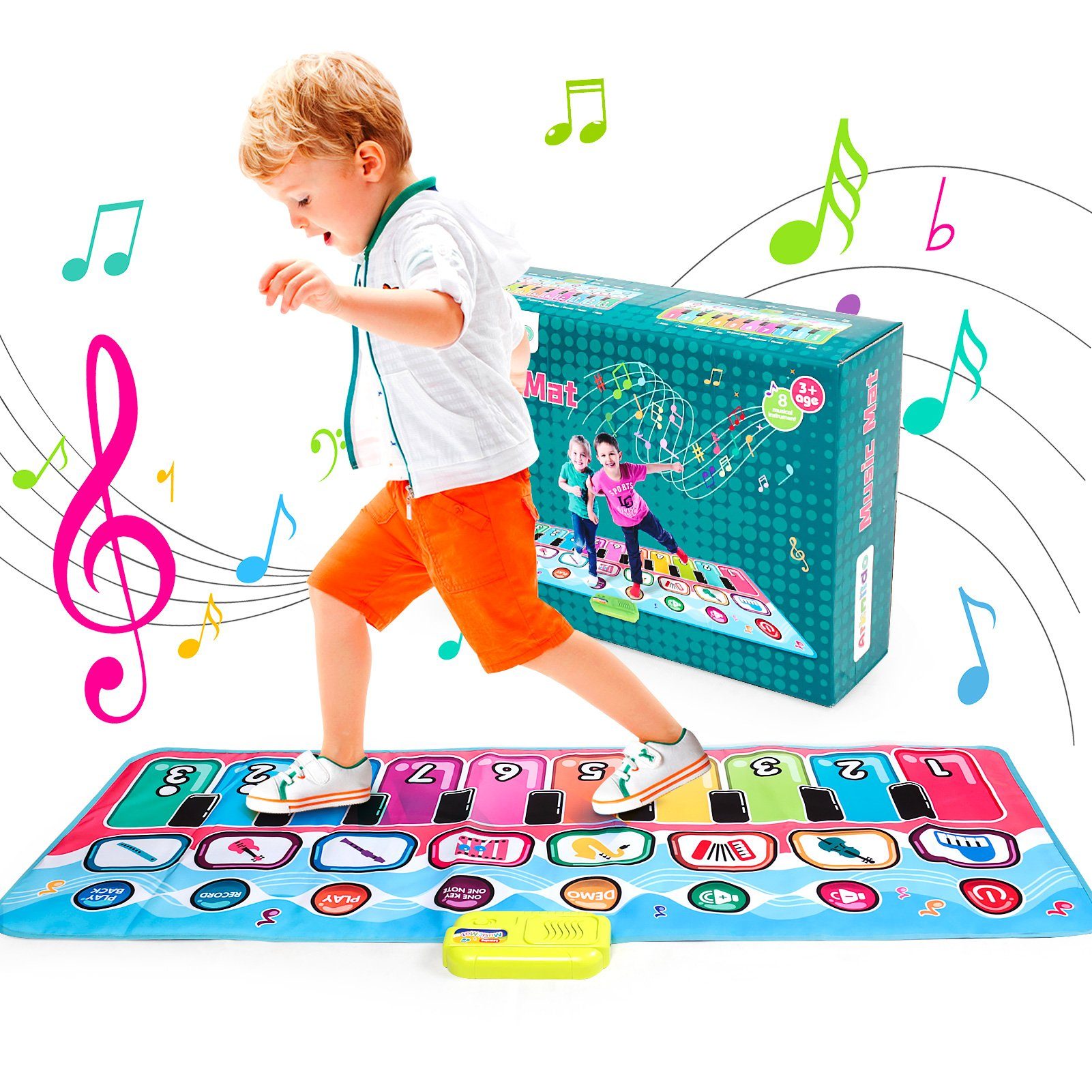 Tanzmatte Tanzschritt Kinder Spielmatte Musikmatte Rutschfest mit Musik Bunt 